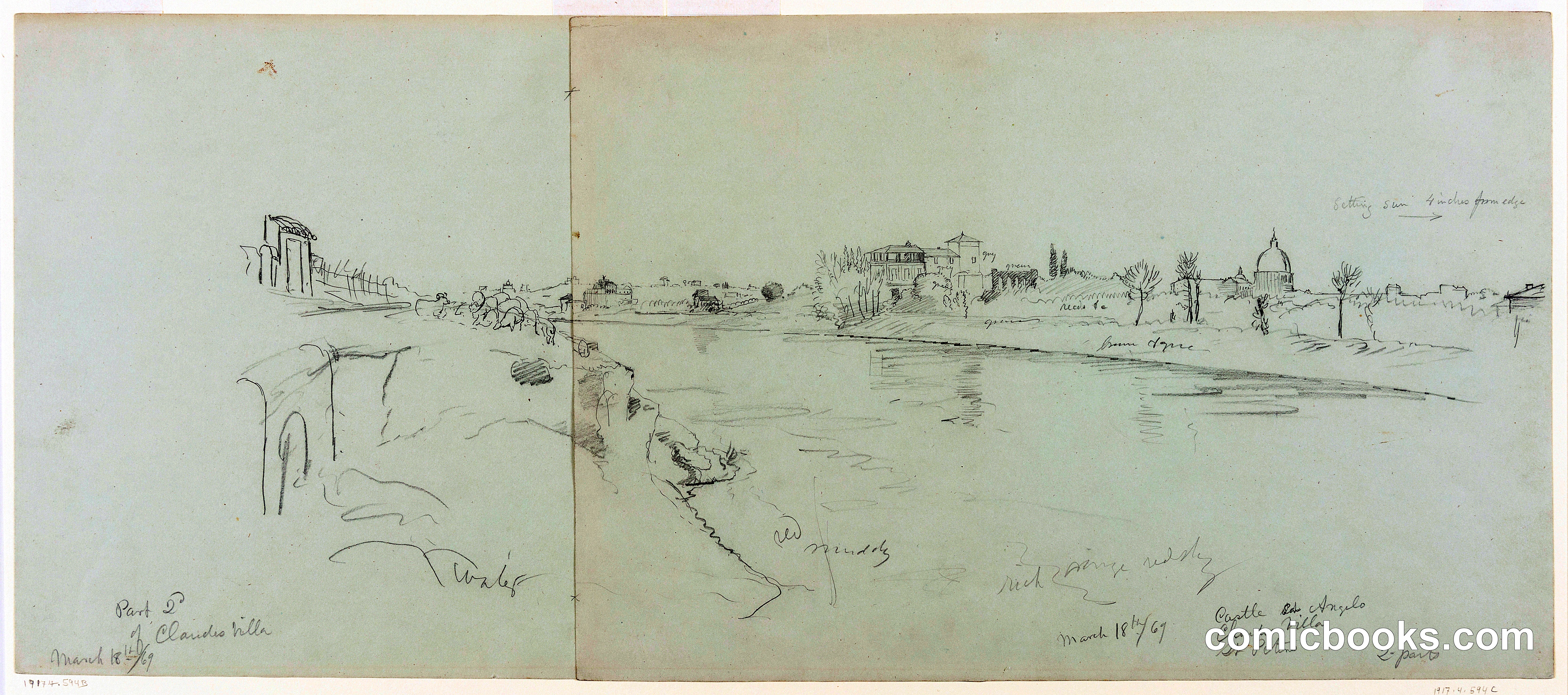 View of the Castel Sant'Angelo, Claude's Villa, and St. Peter's, Rome, Italy, Part Two