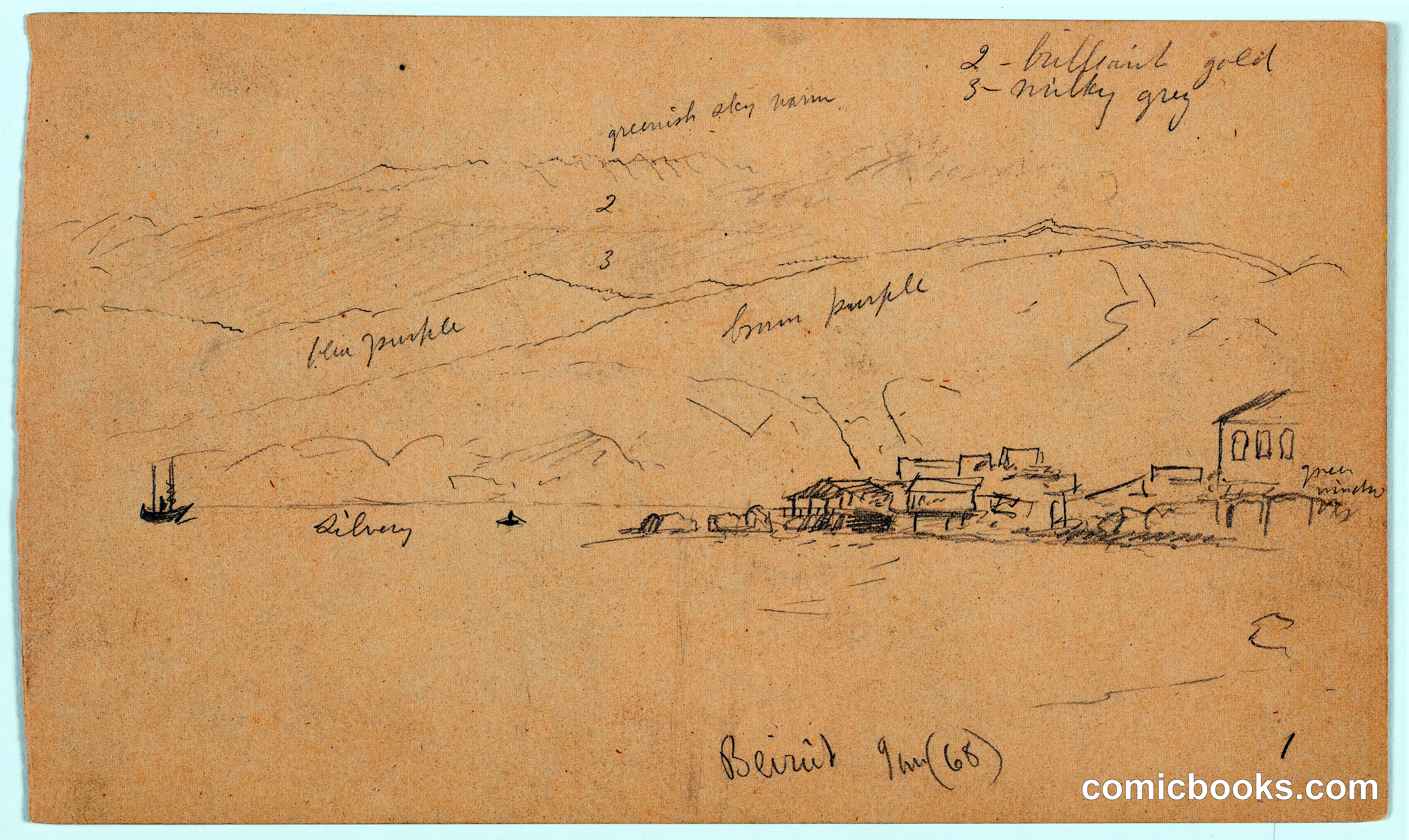 Beirut Harbor and Mount Sannine, Syria (Lebanon)