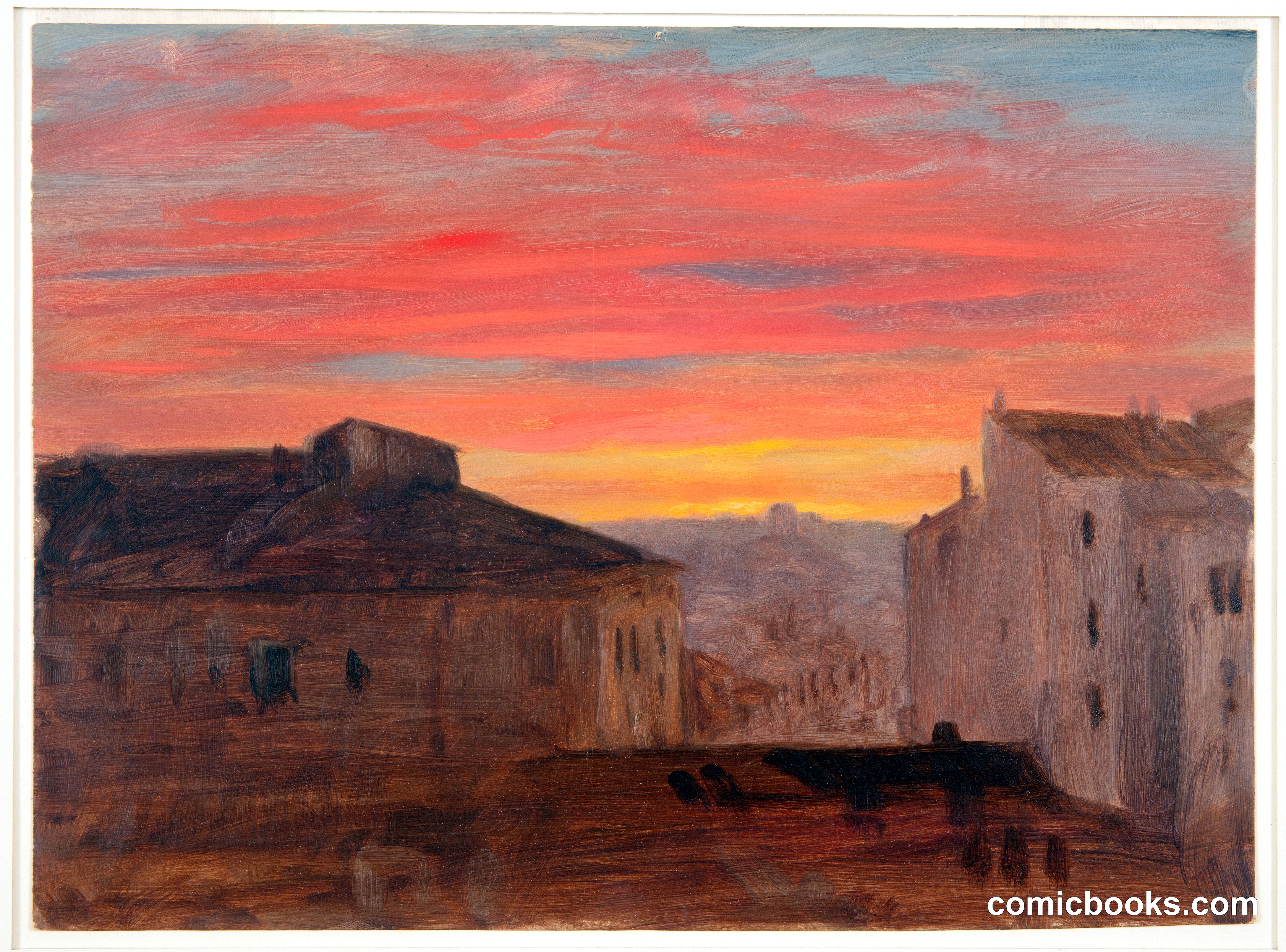 Rooftops at Sunset from the Via Gregoriana, Rome