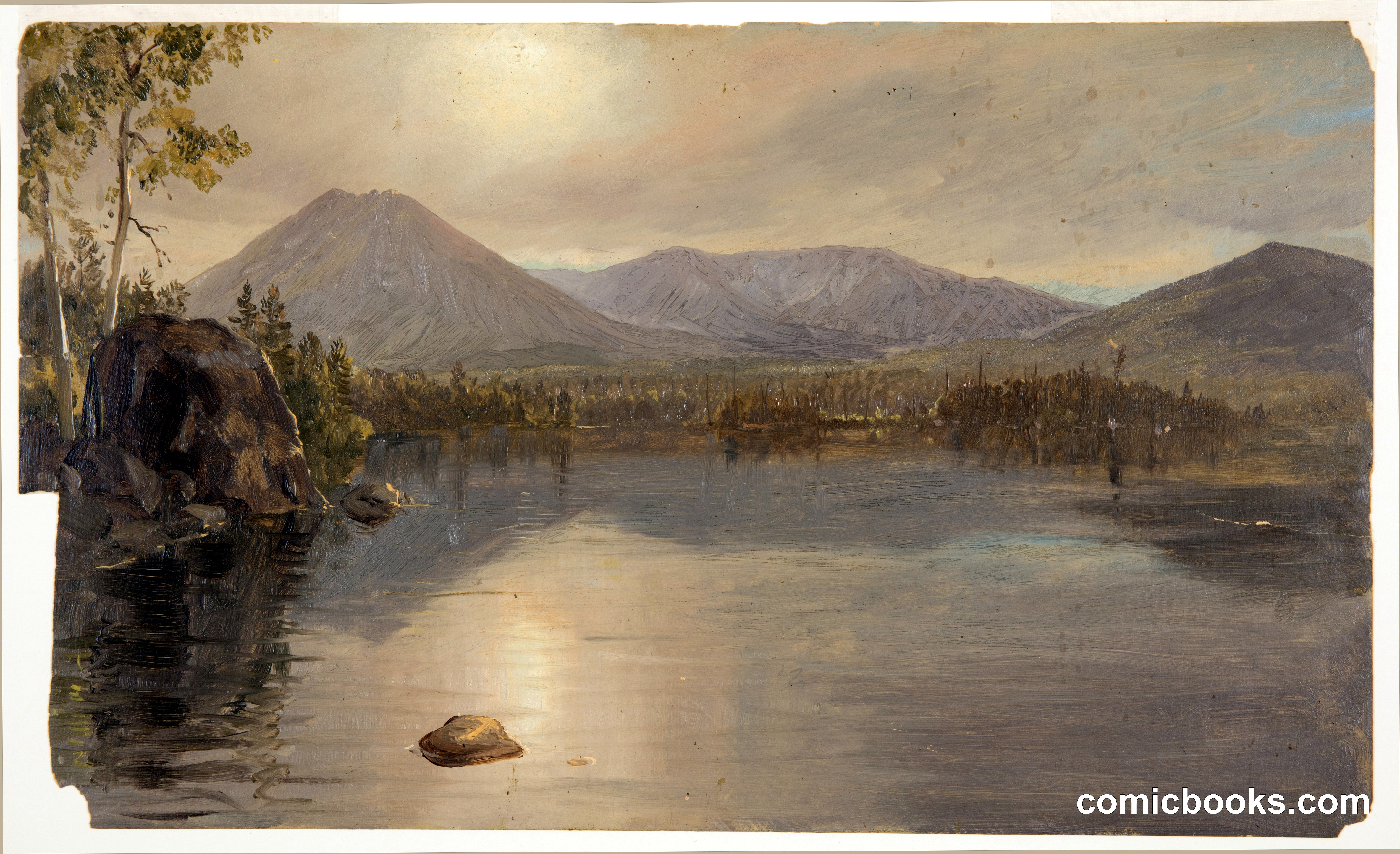 Mt. Katahdin and Turner Mountain from Katahdin Lake, Maine