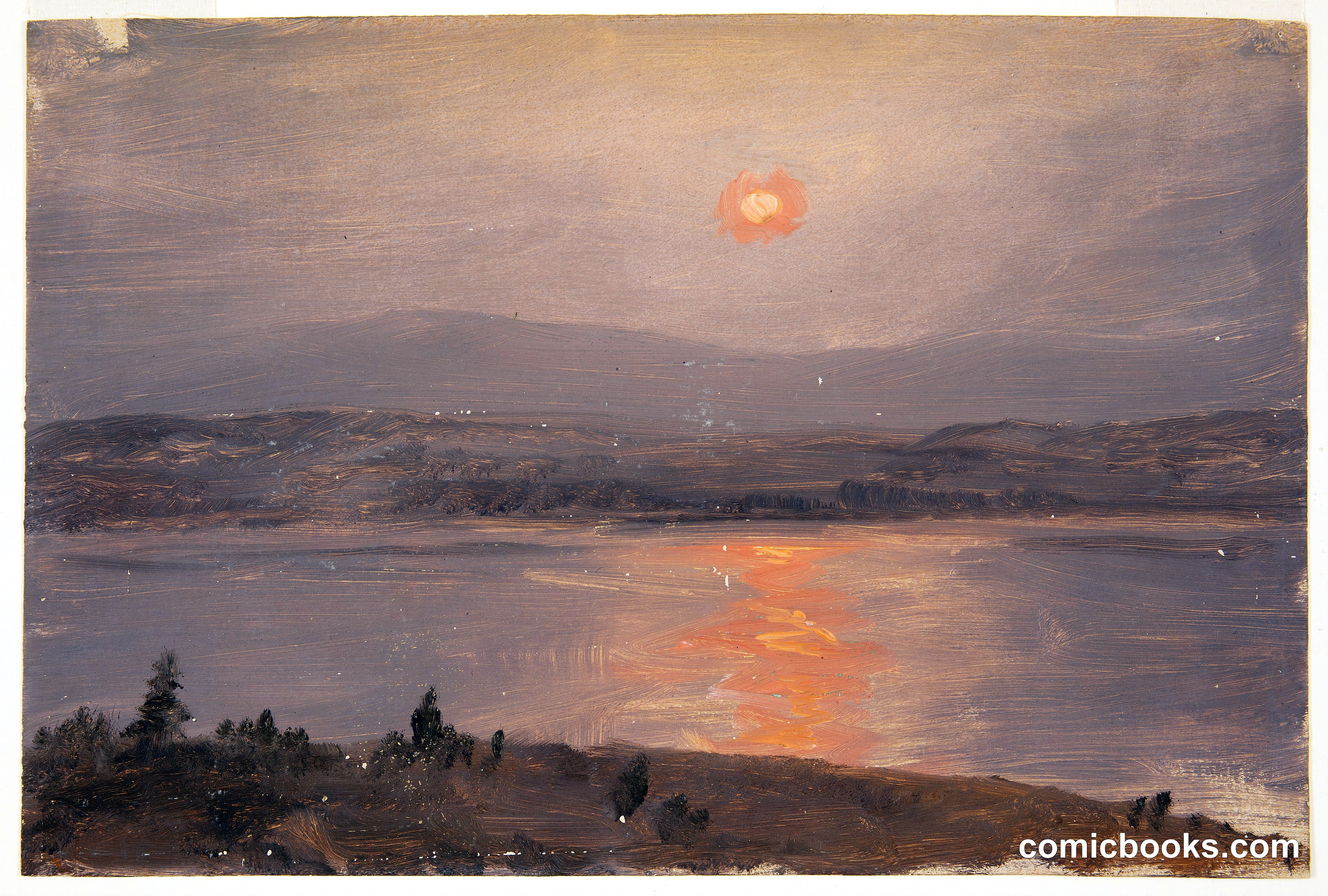 View Across the Hudson River at Sunset, Hudson, New York