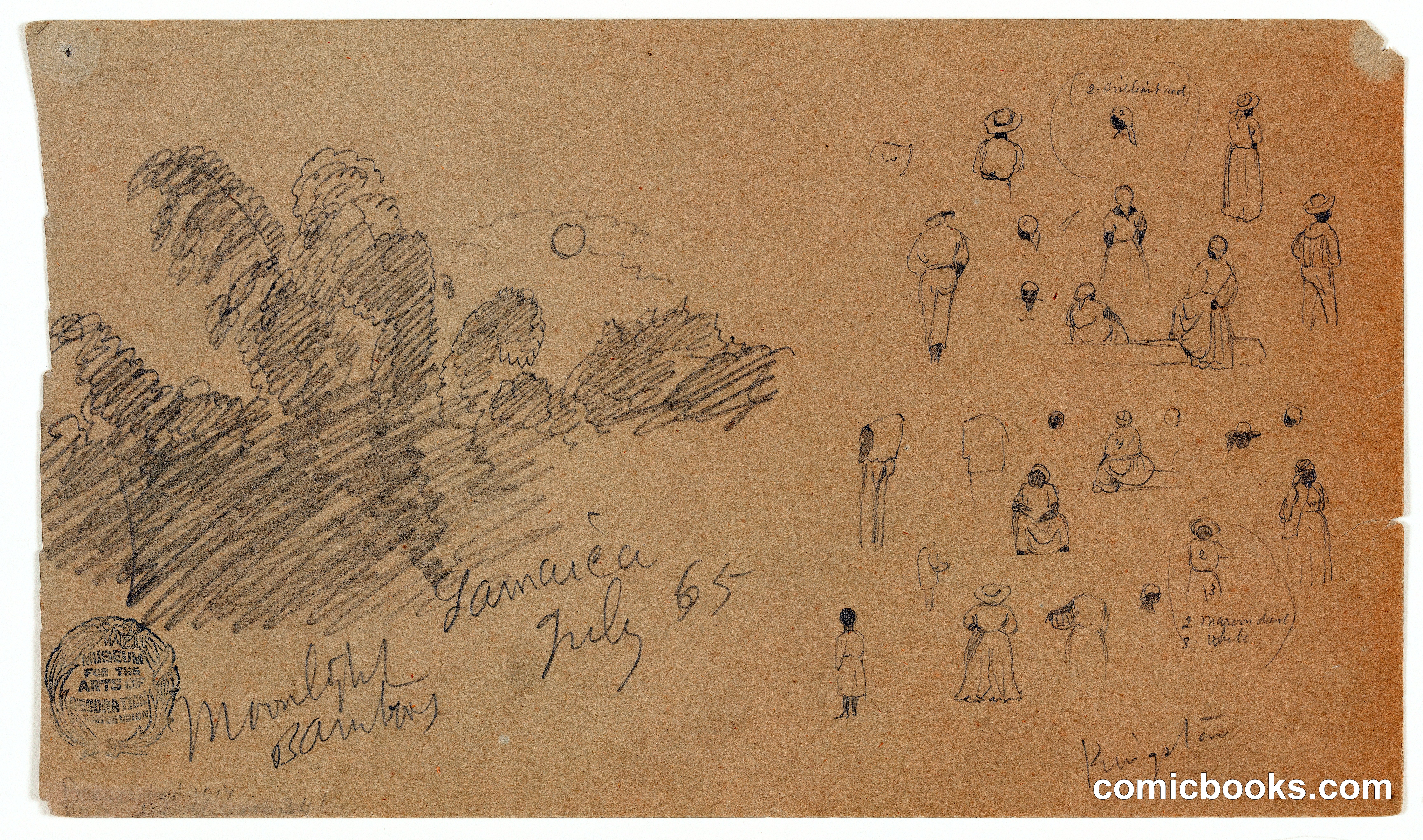 Moonlight Bamboo and Figure Sketches