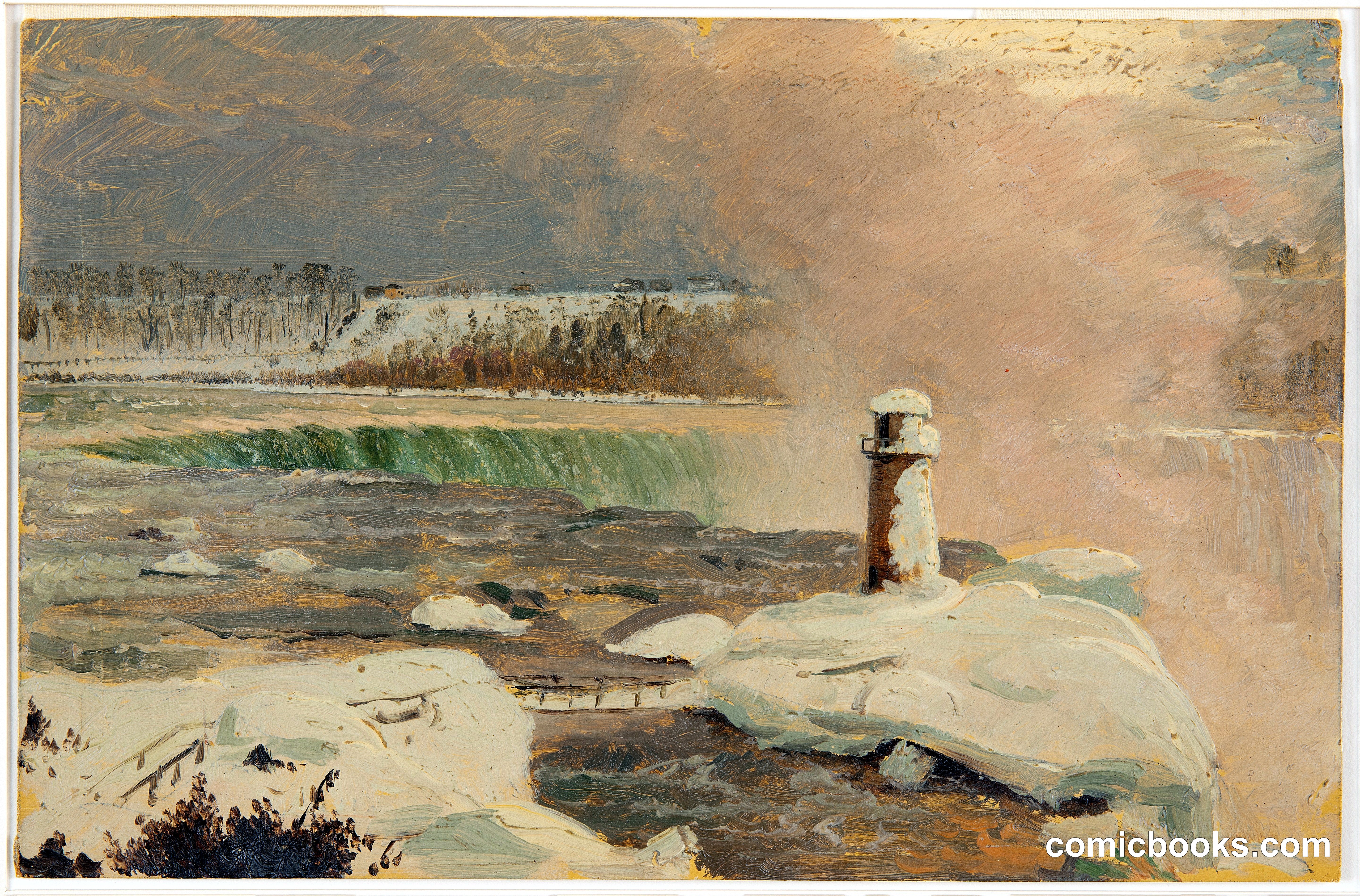 Niagara Falls and Terrapin Tower in Snow, New York