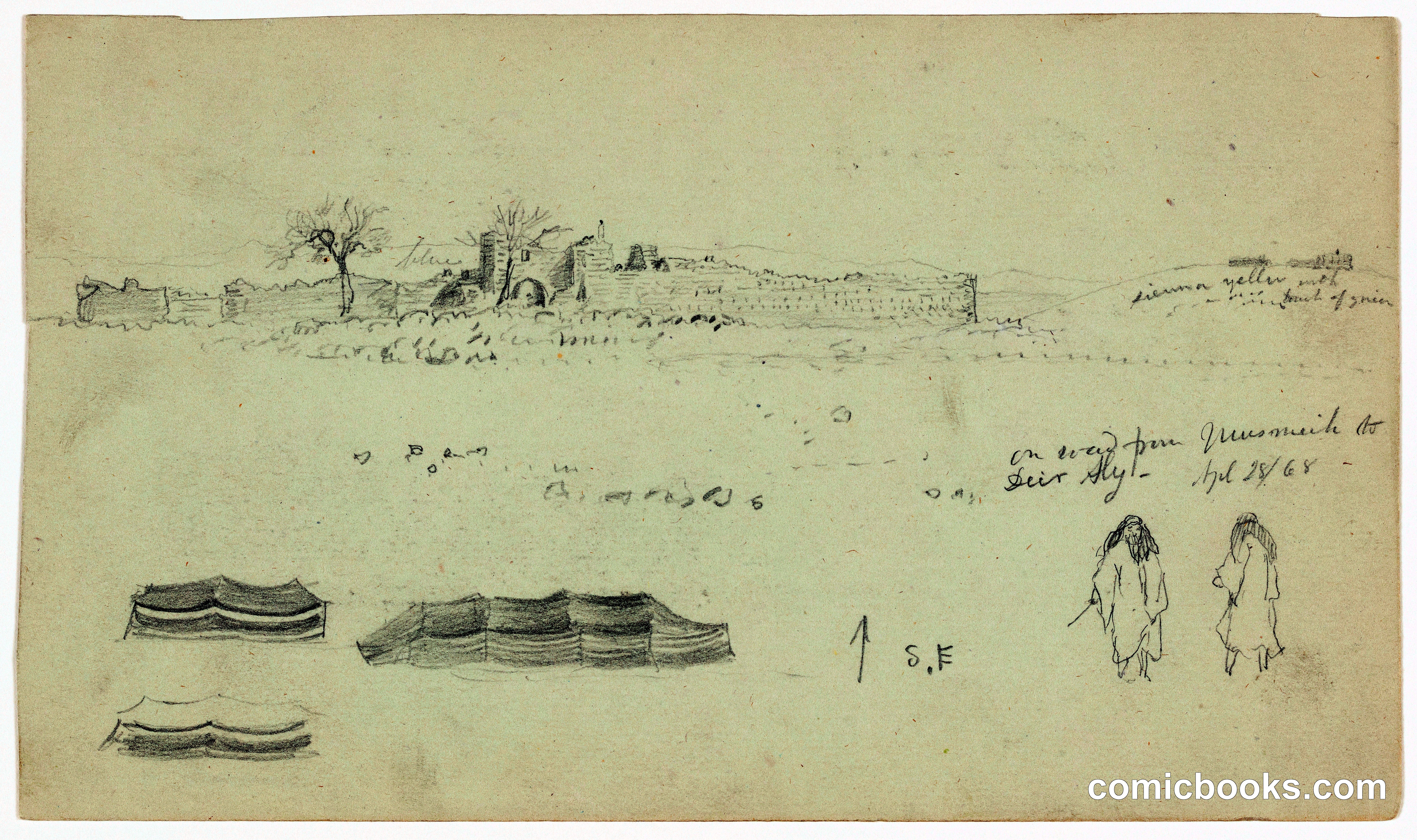 Sketches on the Road from Al-Masmiyah to Deir Ali, Syria