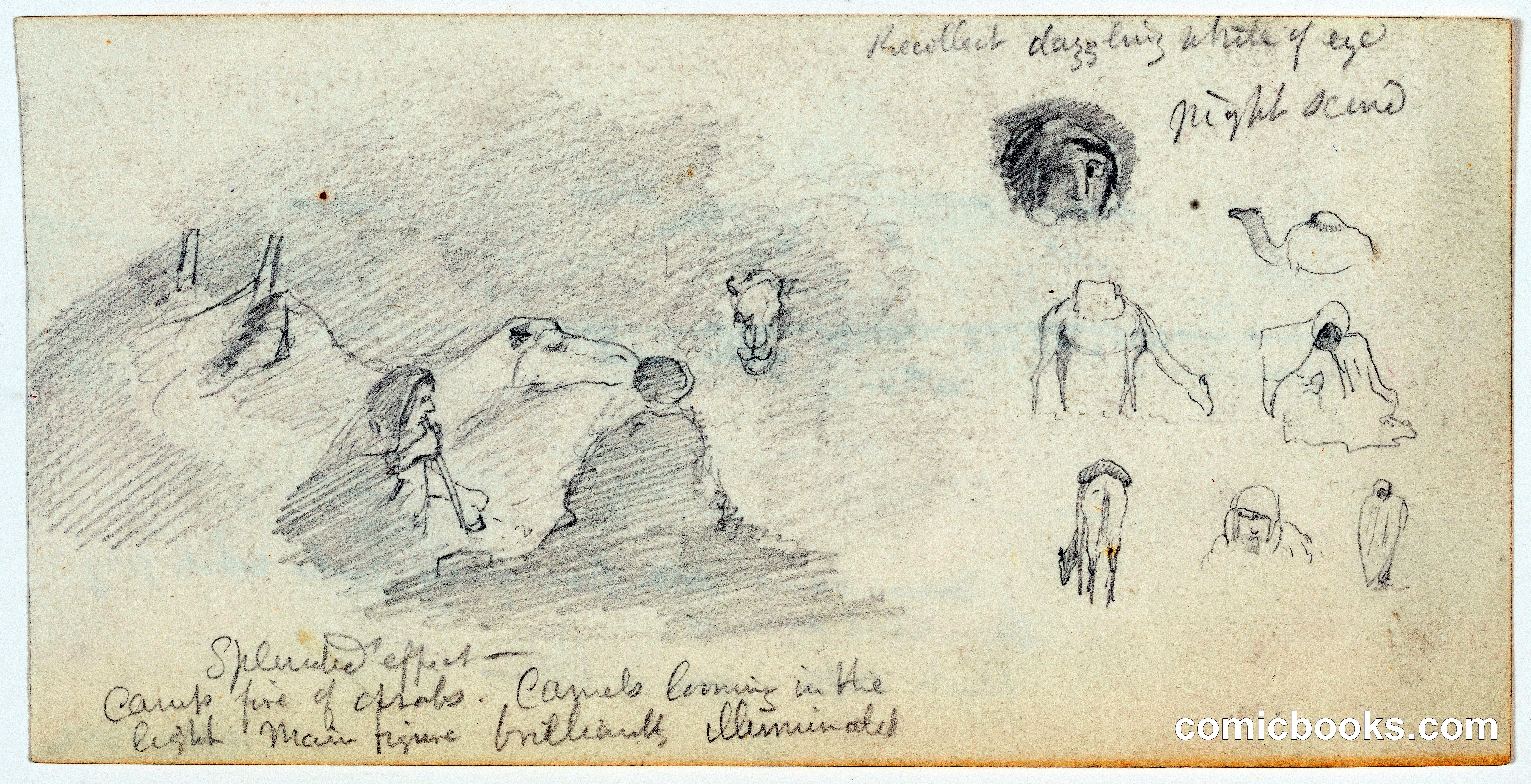 Sketches of a Bedouin Campfire at Night, Palestine
