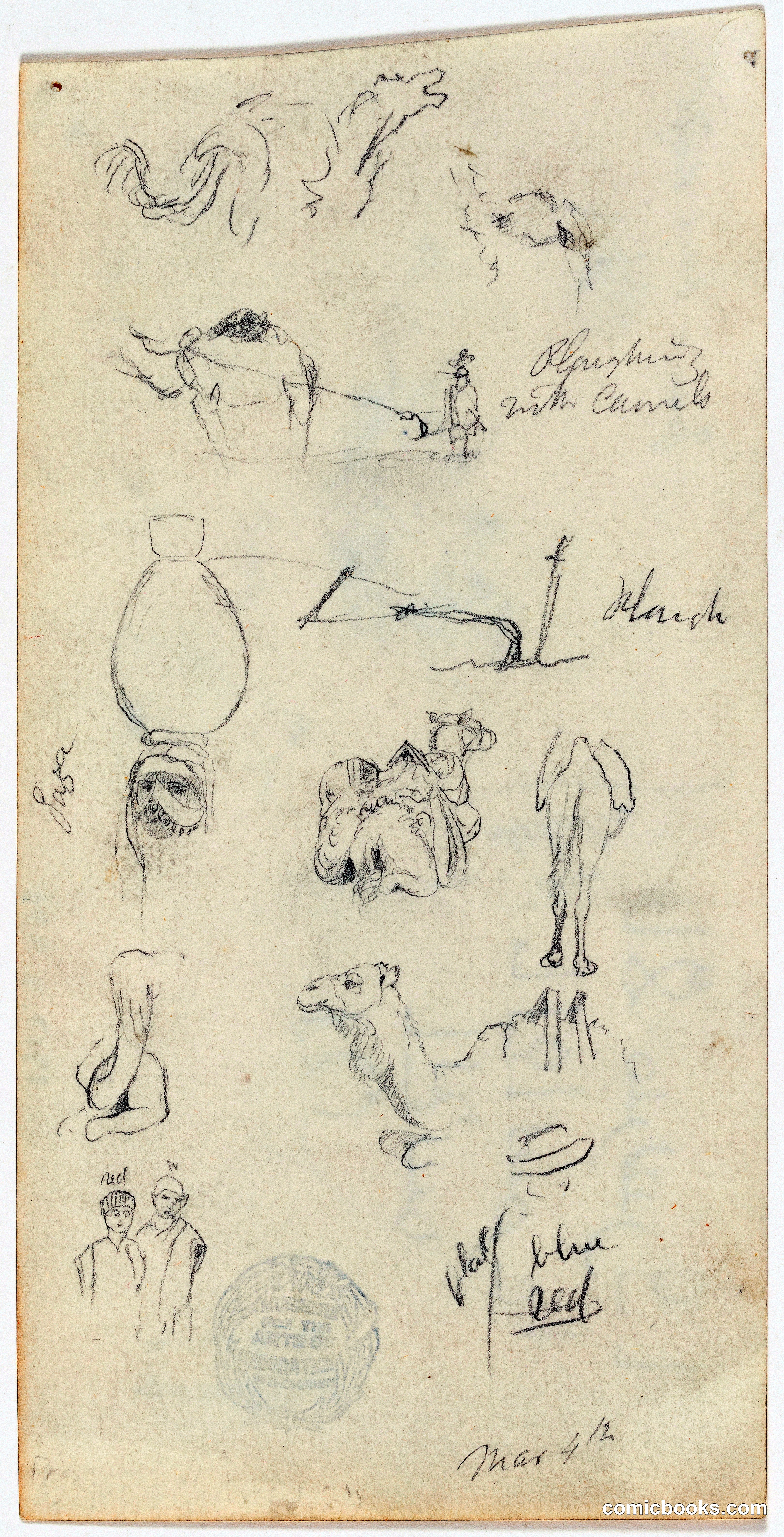 Figure and Camel Sketches from Gaza, Palestine