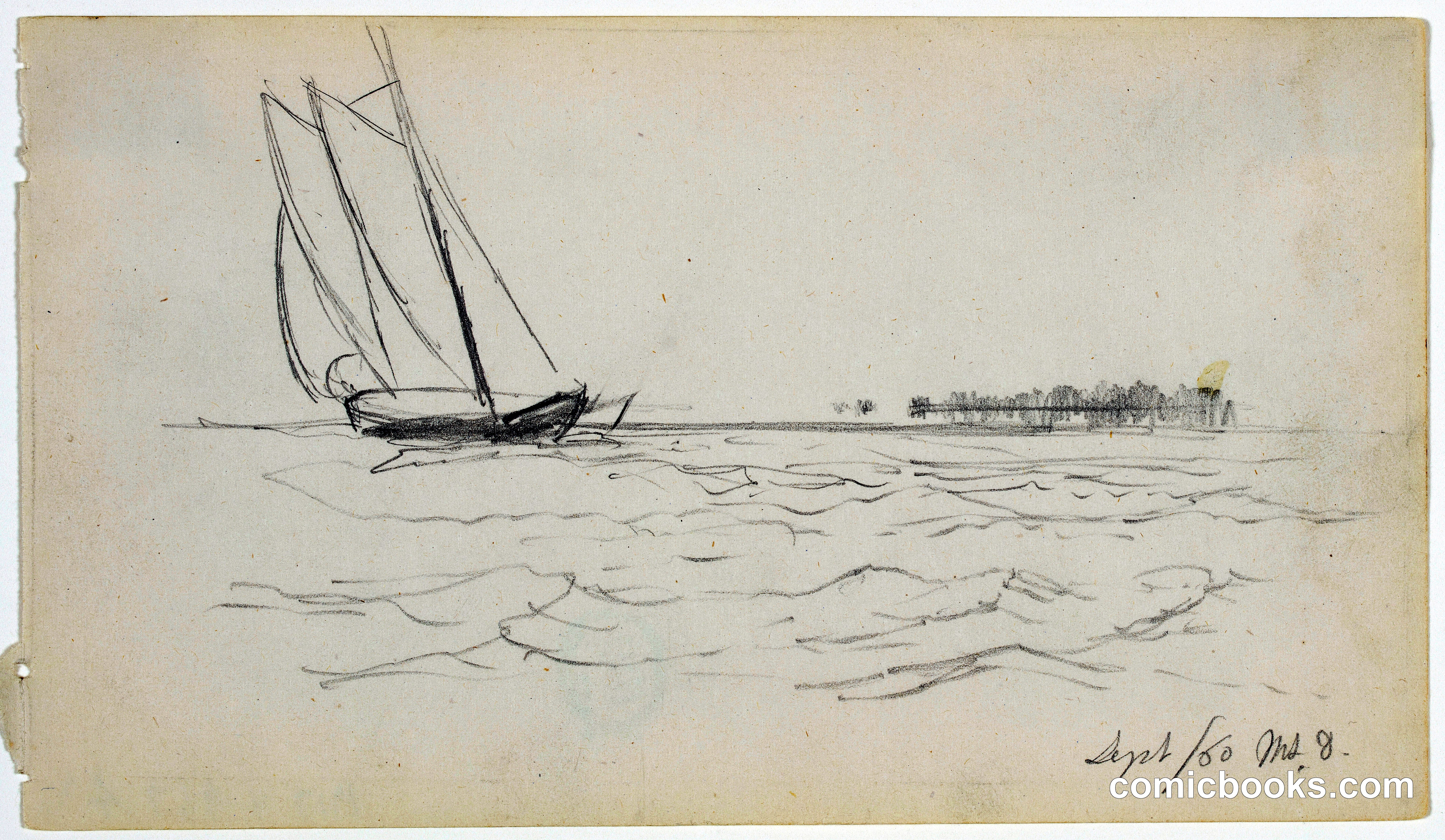 Schooner Riding Waves off Mt. Desert Island, Maine