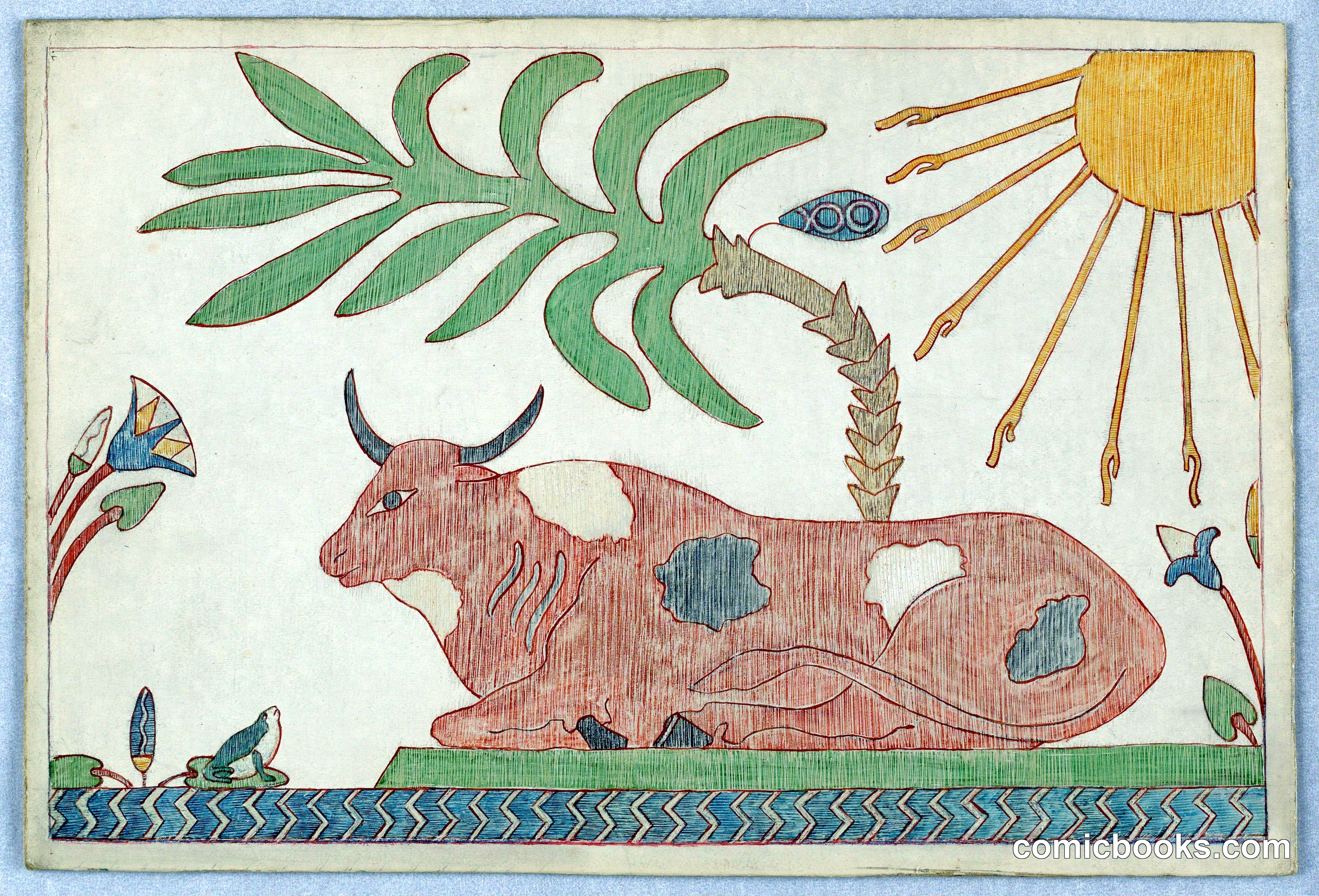 The Ox and the Frog, Illustration for Aesop's Fables