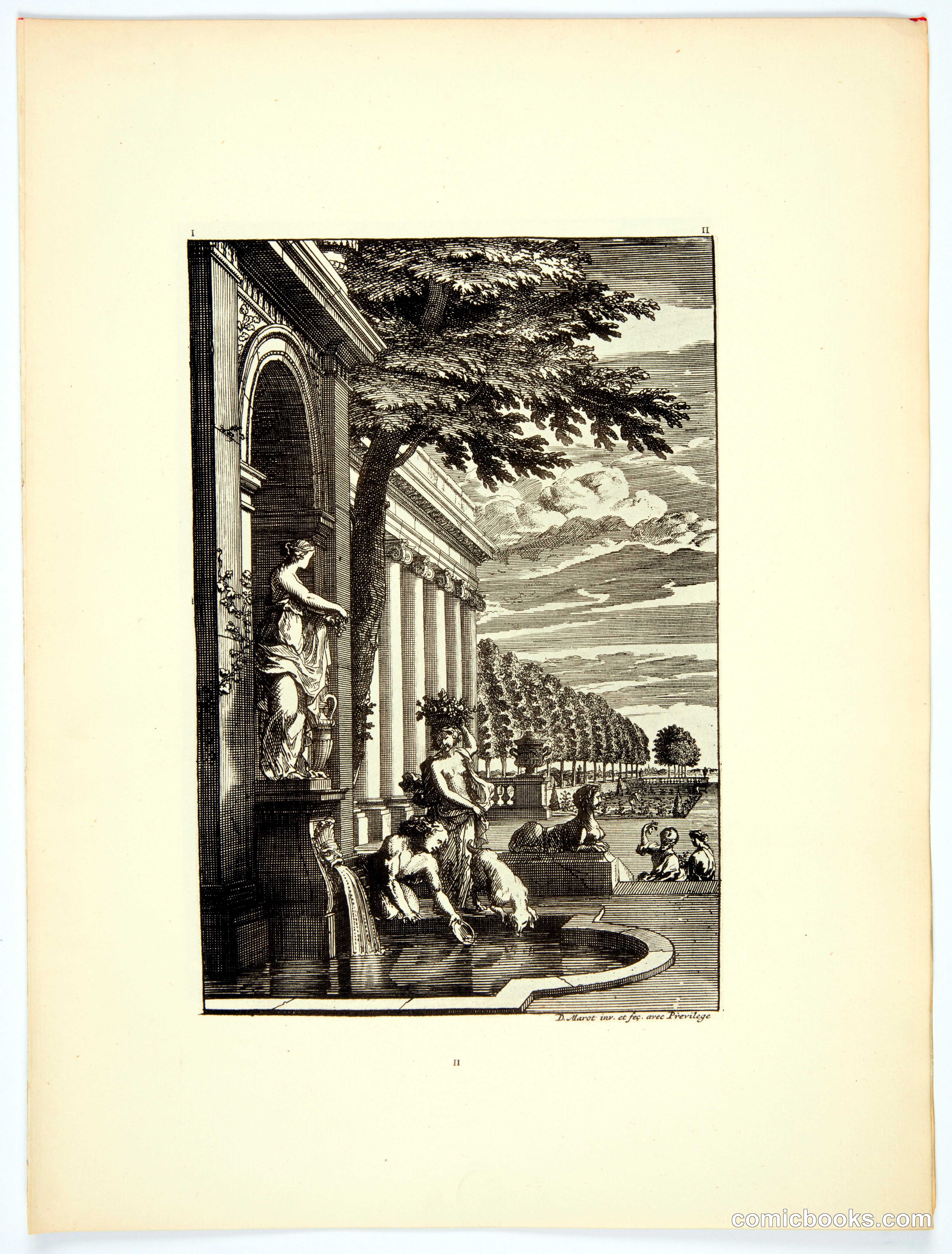 Architectural Garden Scene with Classical Figures