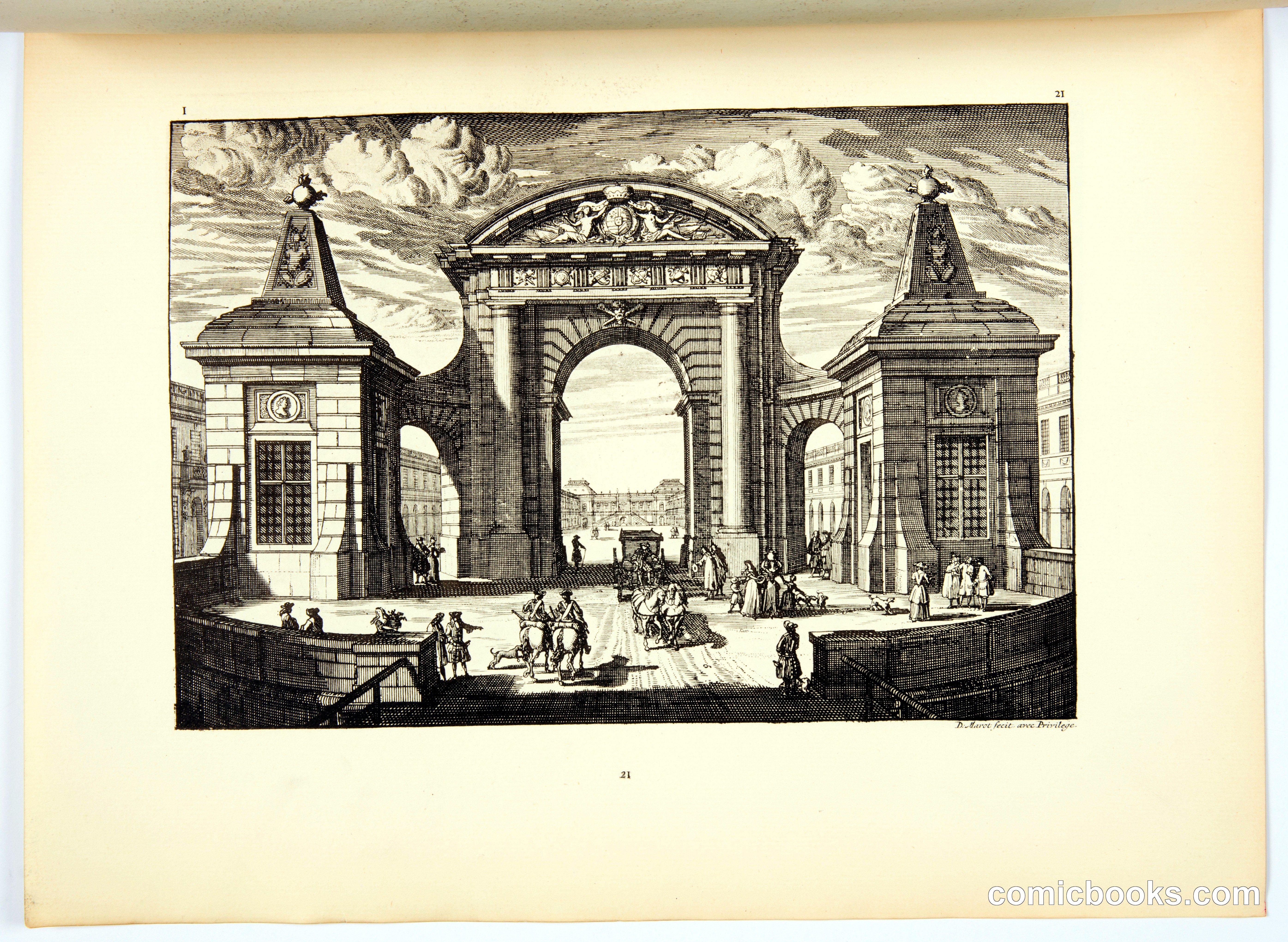 Architectural Engraving: Gate and Pavilions