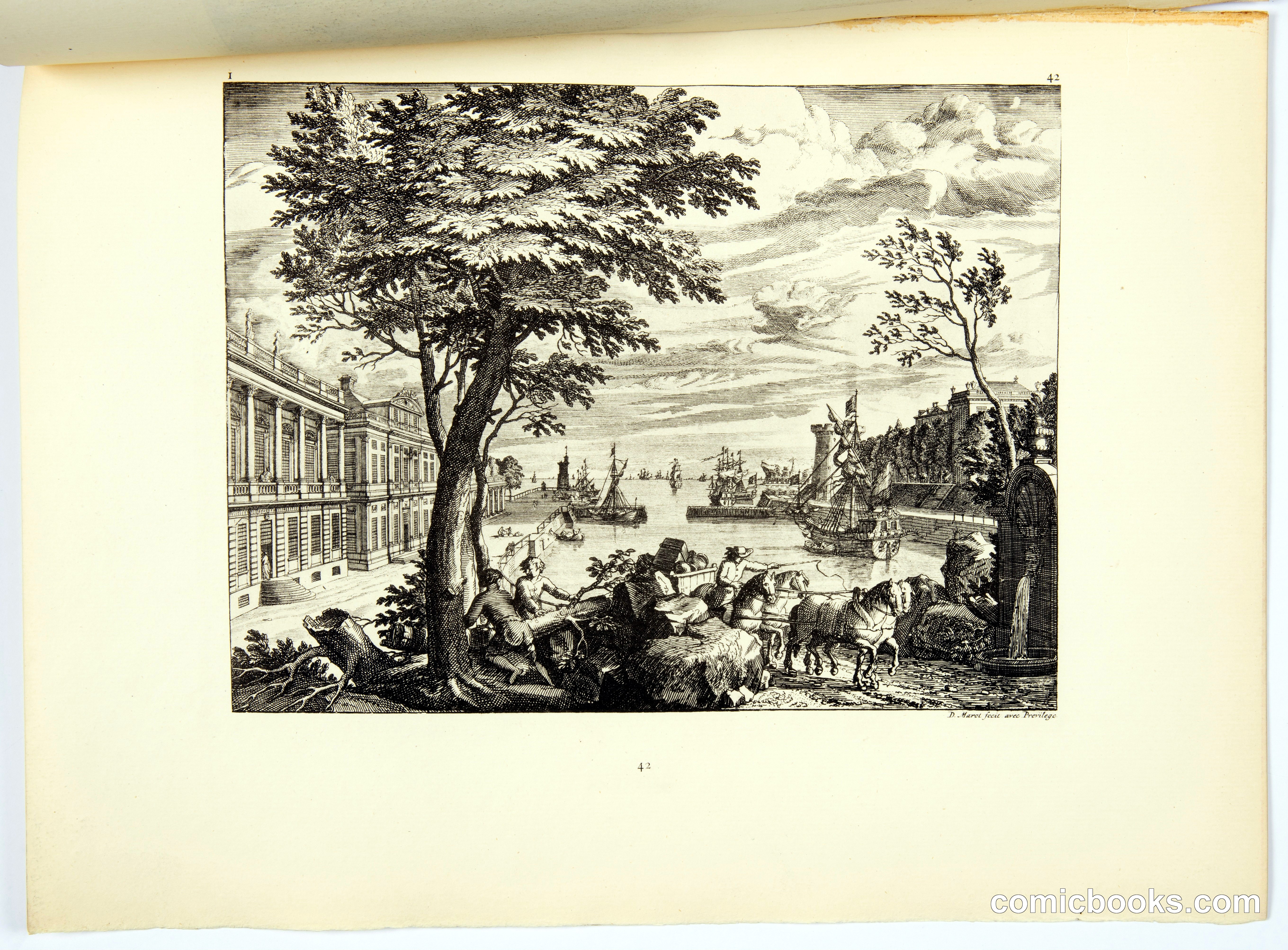 Palatial Garden Vista with Figures and Waterway