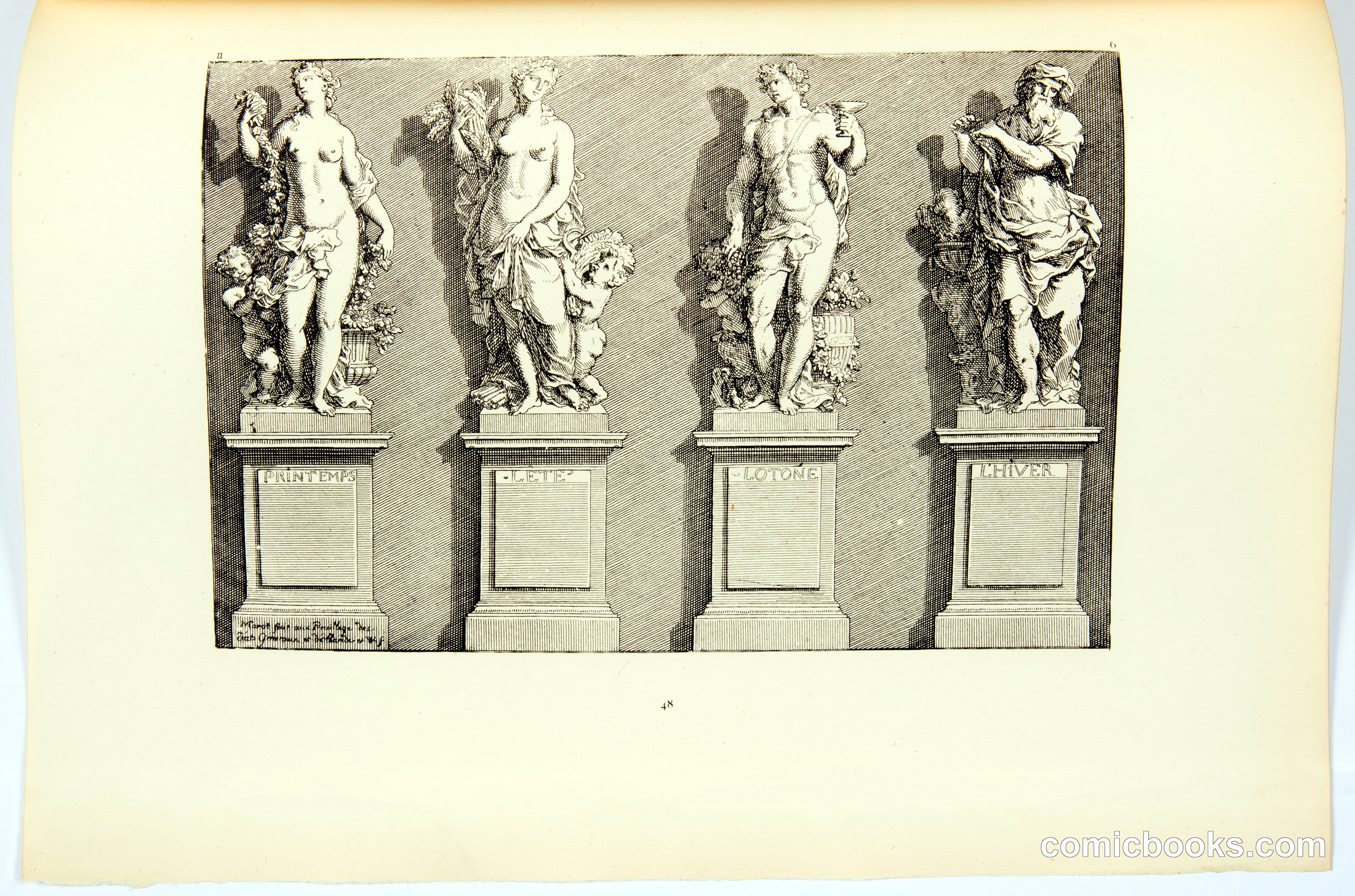 Four Classical Statues on Pedestals
