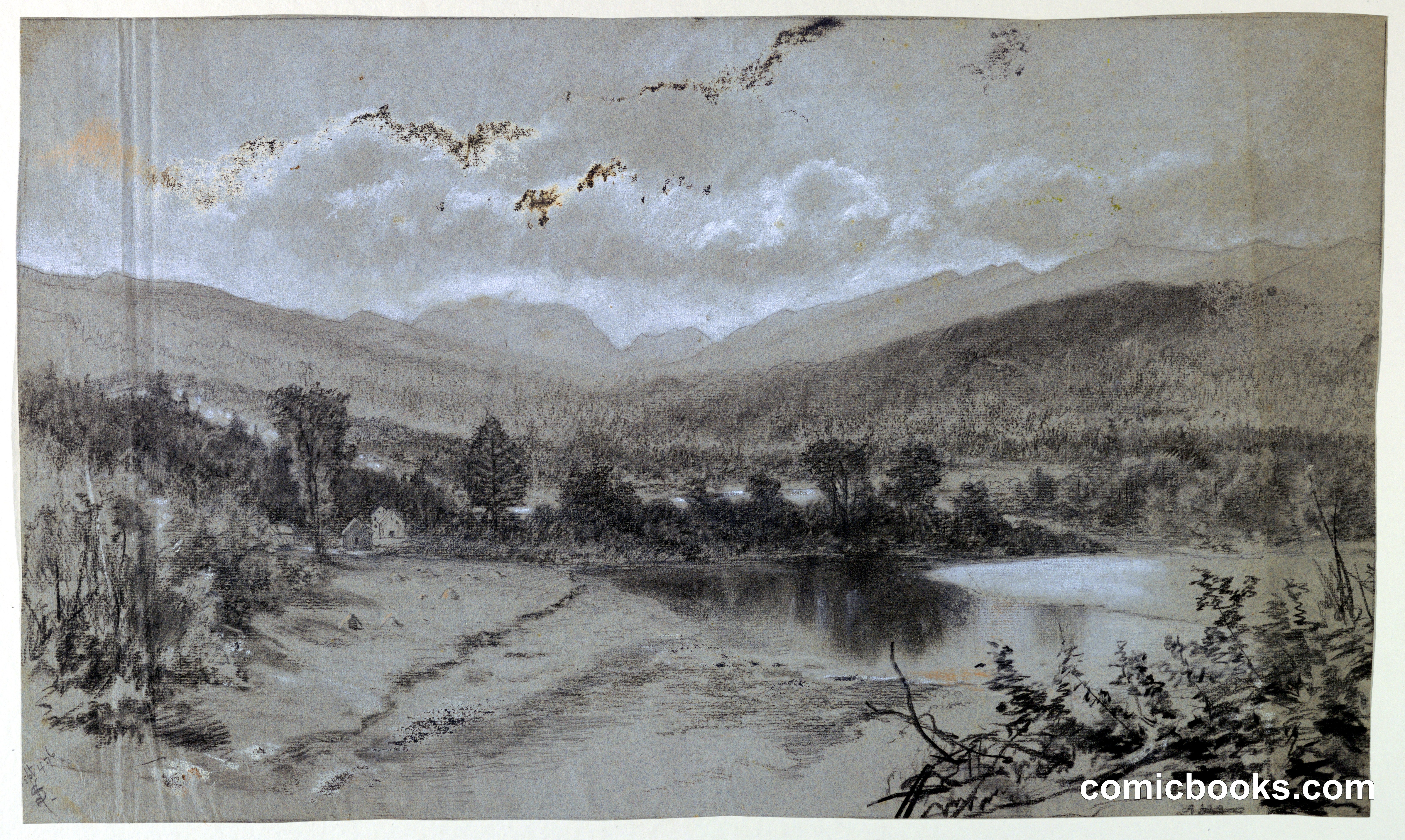 Landscape with Three Buildings