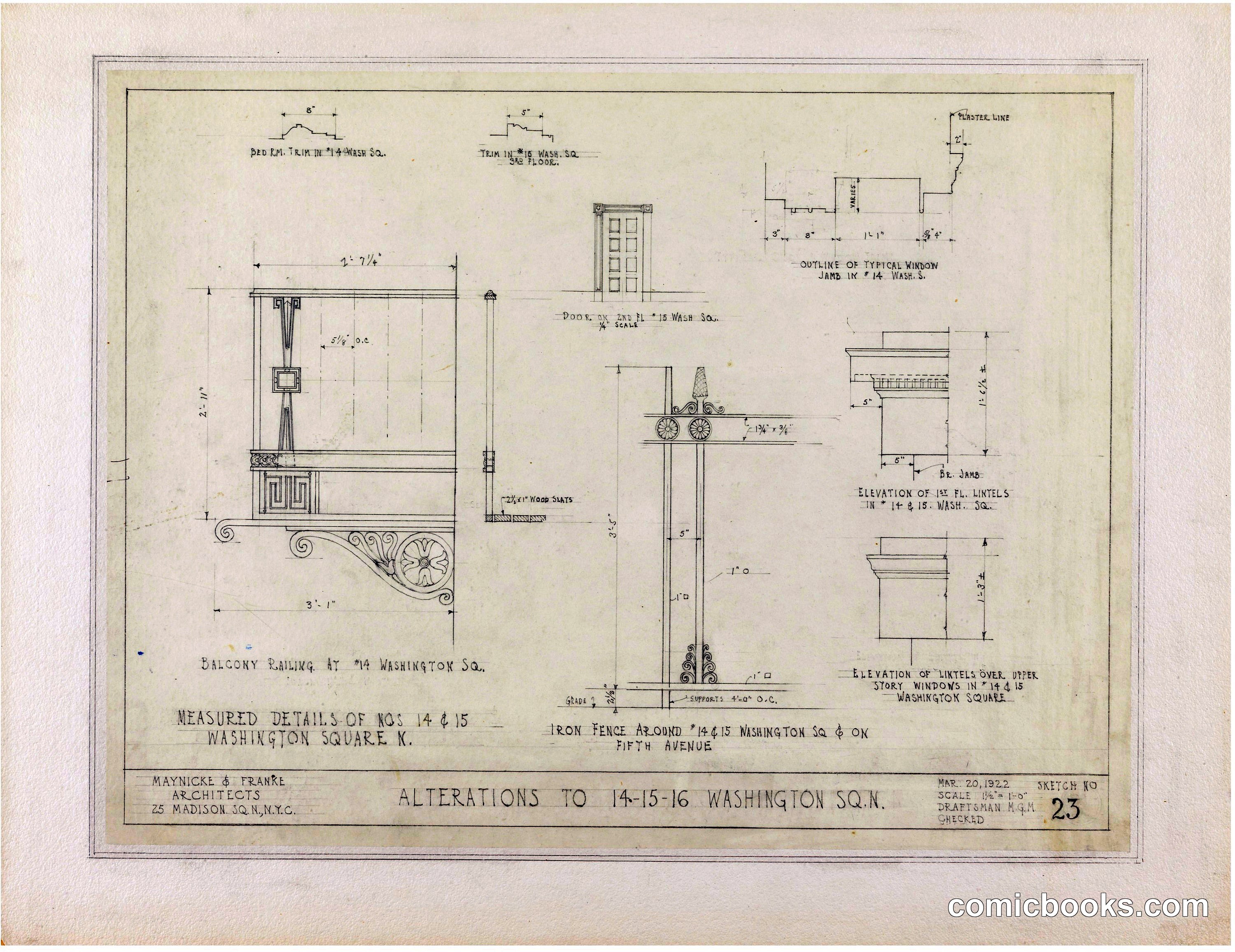 Architectural Alterations Drawing, Washington Square