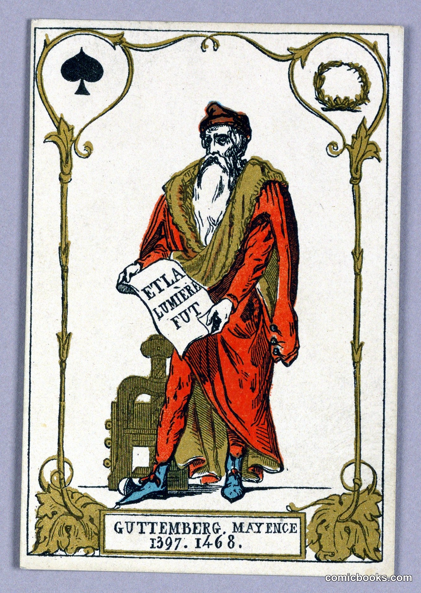 Gutenberg, Playing Card from "Cartes héroïques"