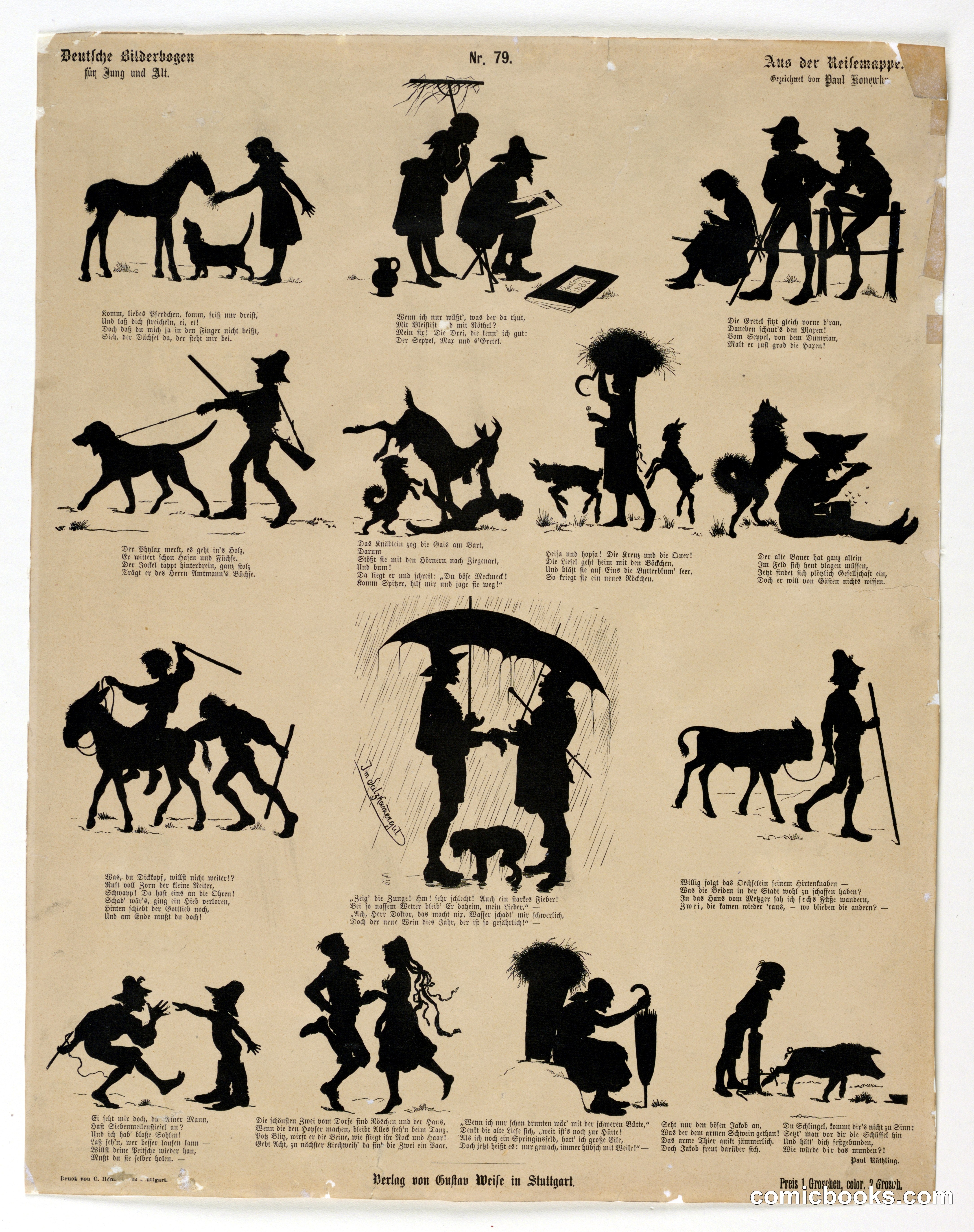 Deutsche Bilderbogen Nr. 79: Children and Animals in Silhouette