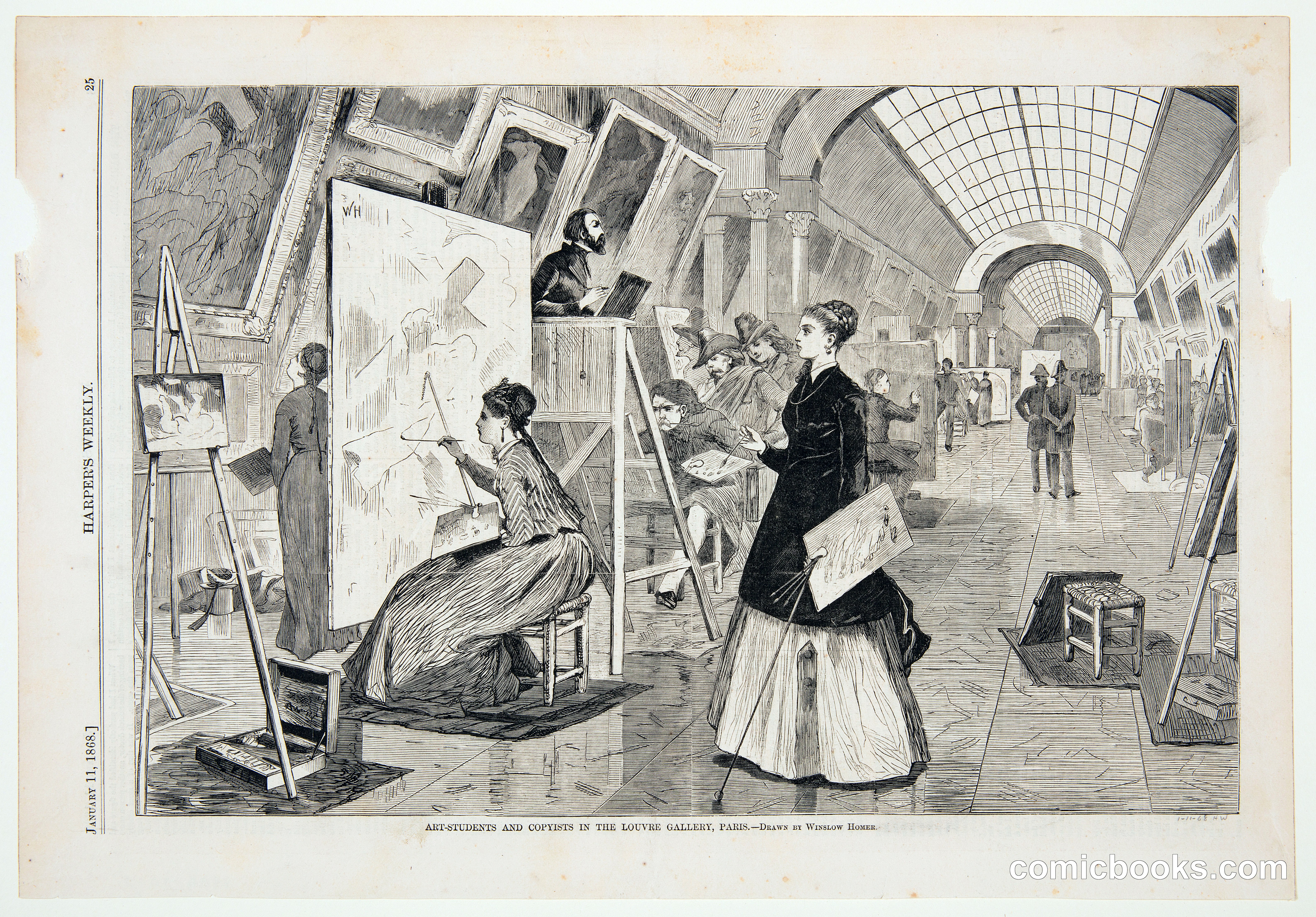 Art Students and Copyists in the Louvre Gallery, Paris