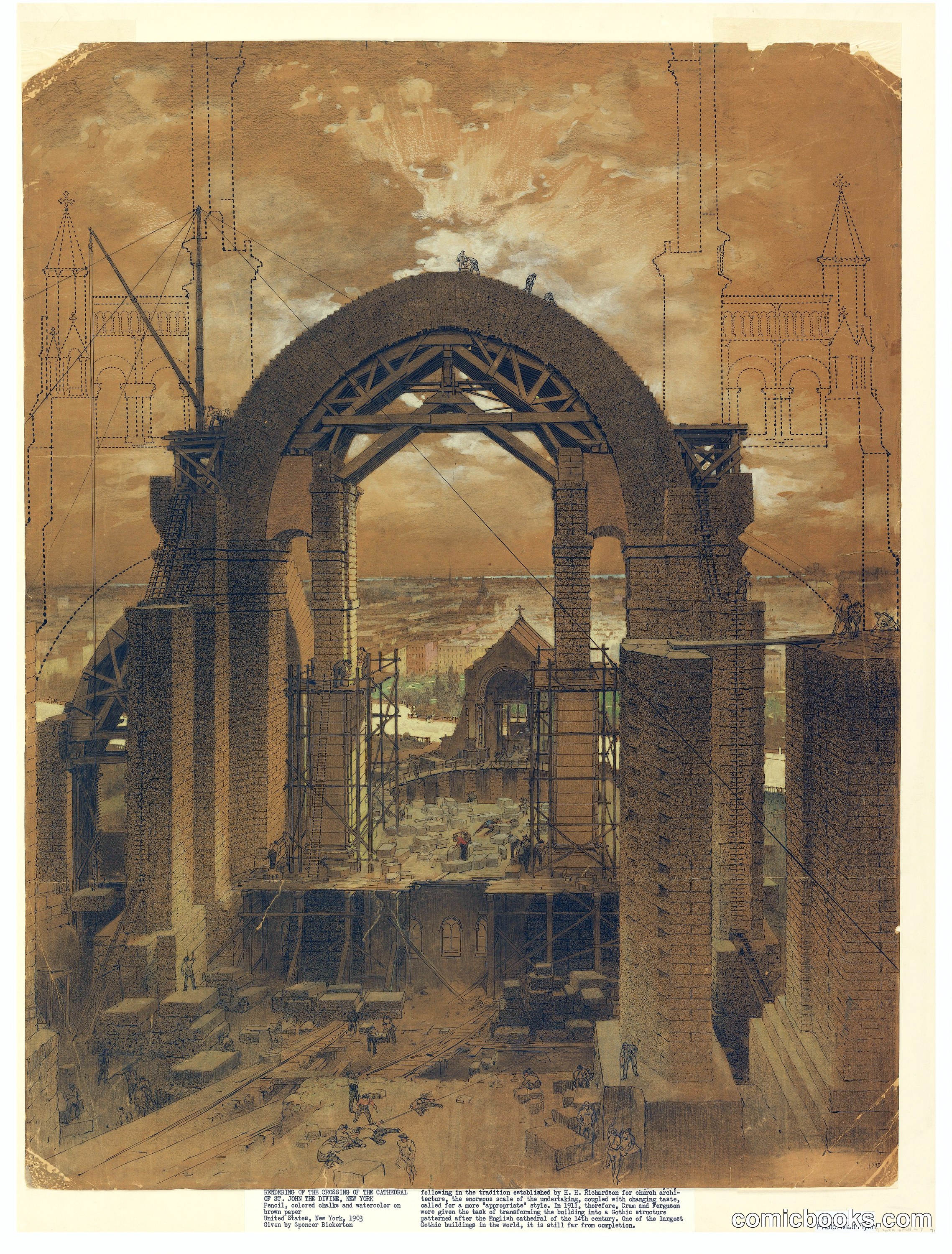 Rendering of the Crossing of the Cathedral of St. John the Divine, New York, NY