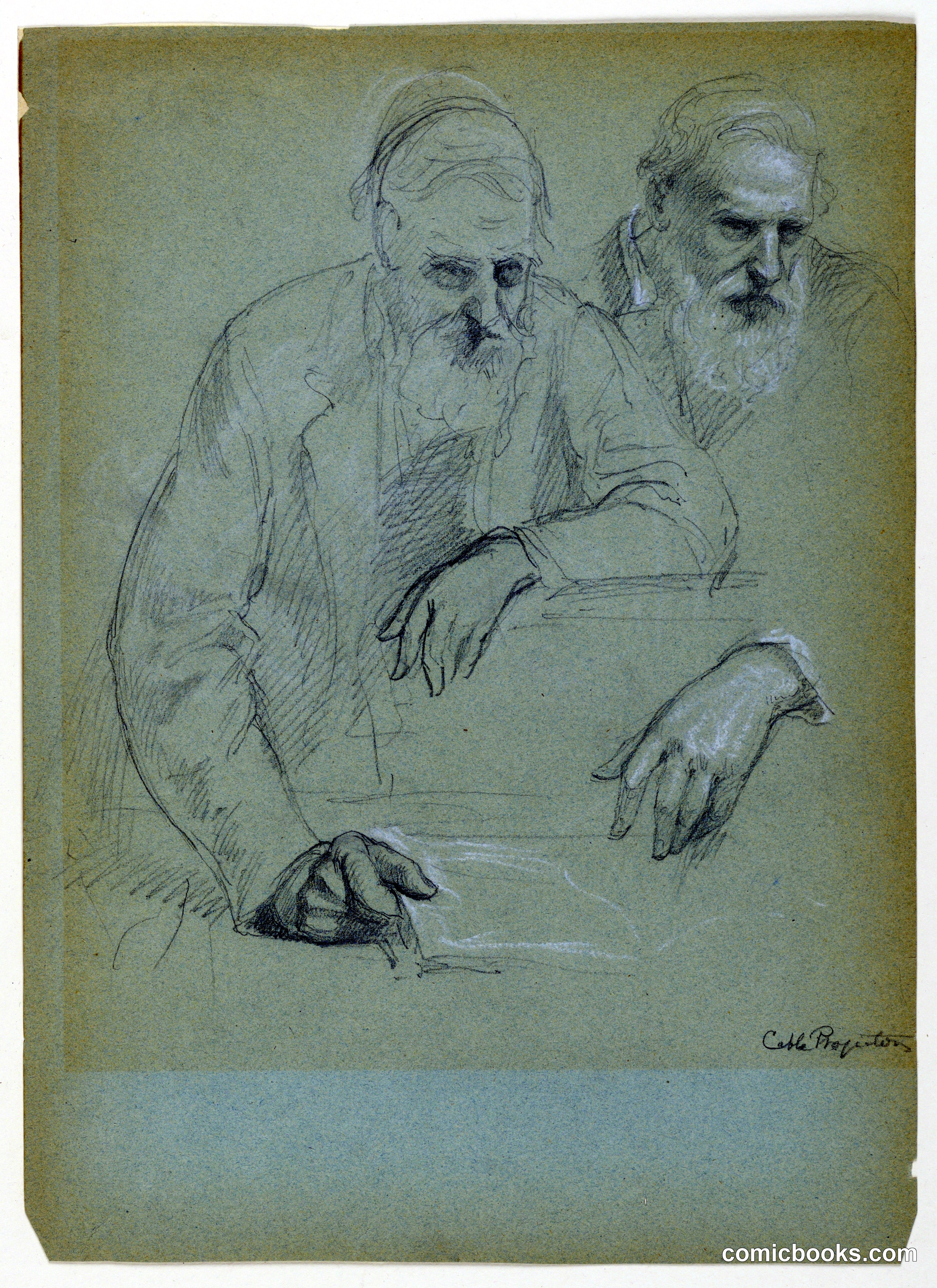 Two Studies of Daniel Huntington for 'The Atlantic Cable Projectors'