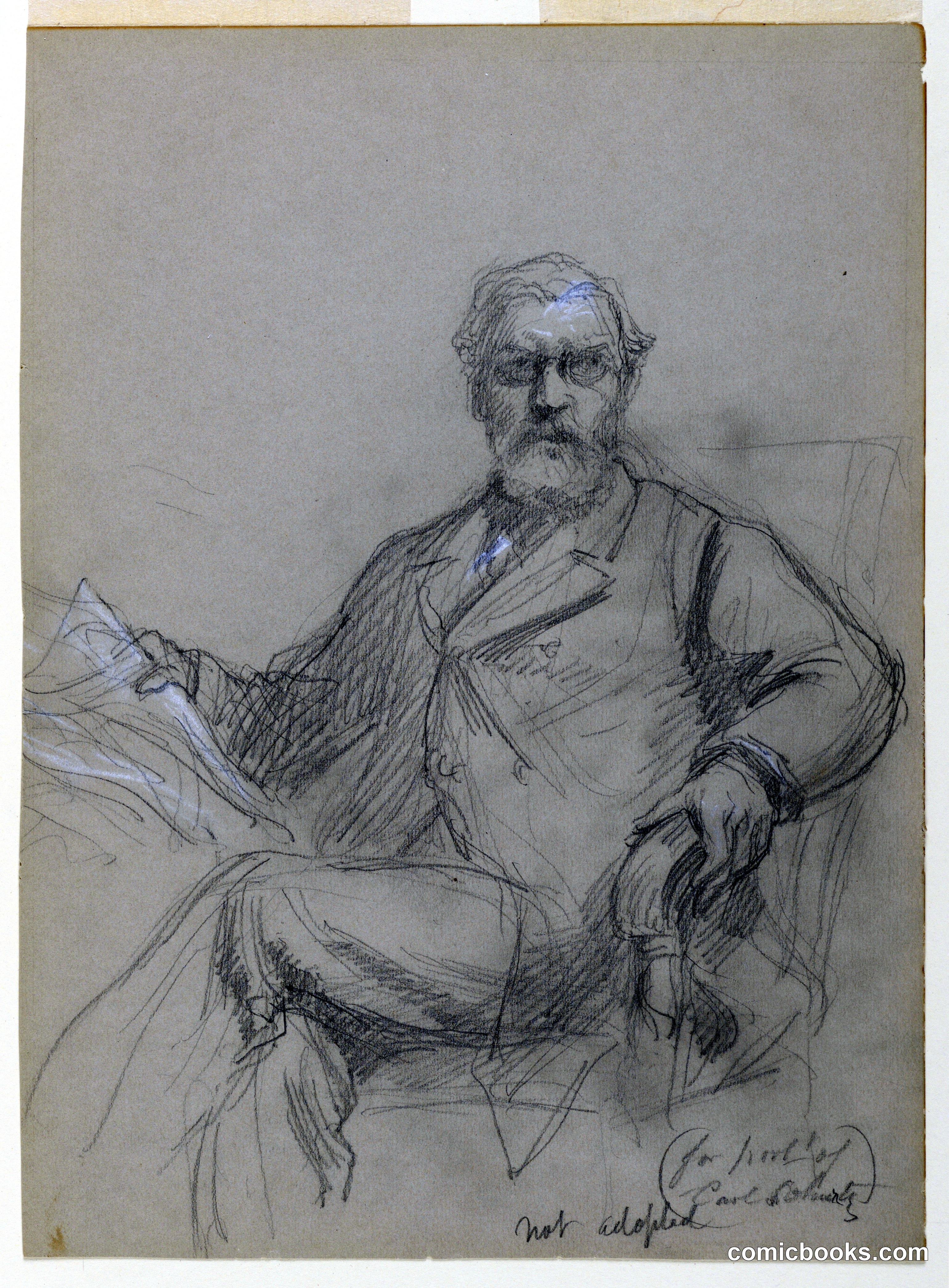 Carl Schurz Seated, Reading a Newspaper
