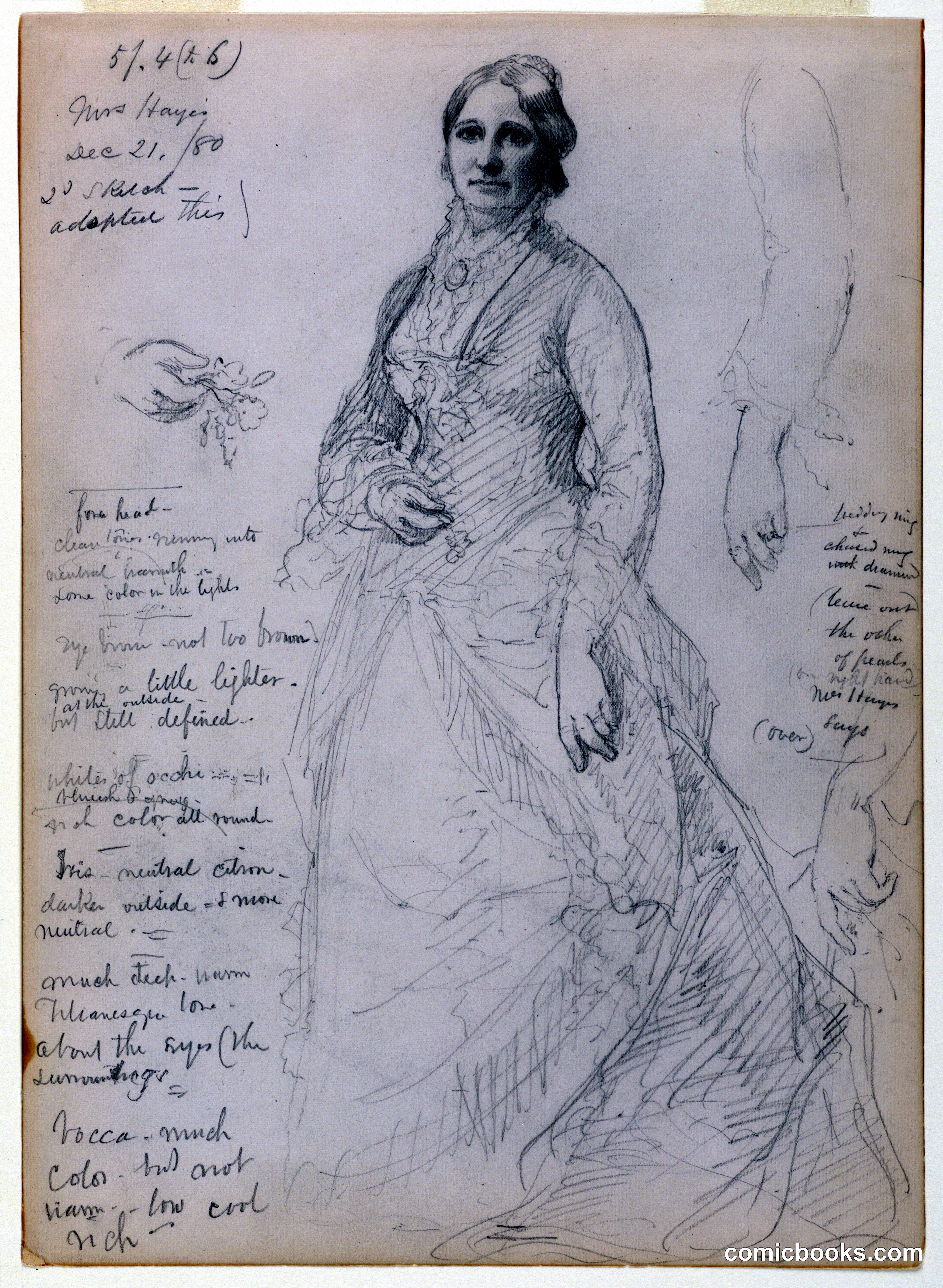 Mrs. Rutherford B. Hayes Standing, Studies of Arm and Hands