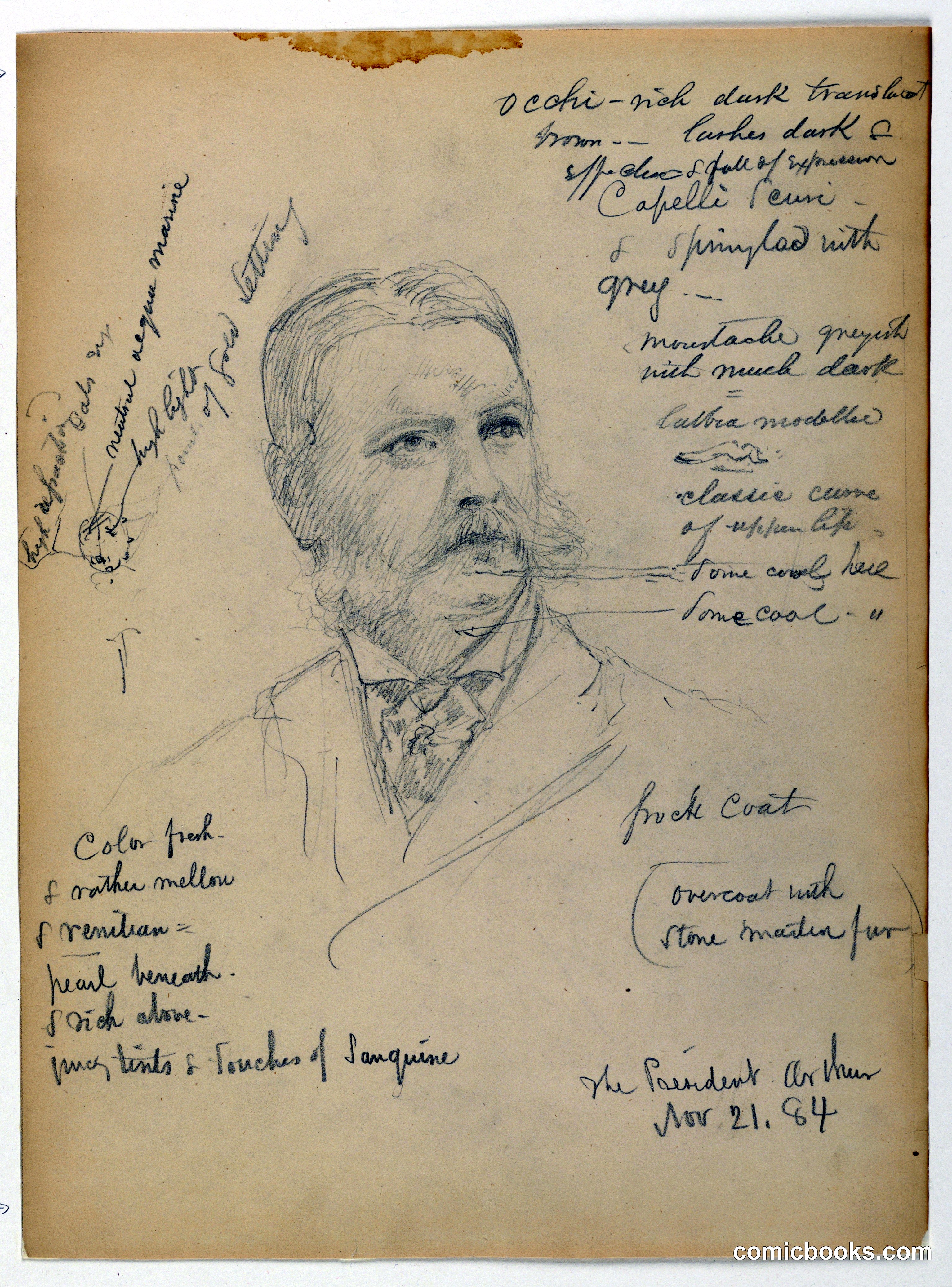 President Chester Alan Arthur, Study of Head