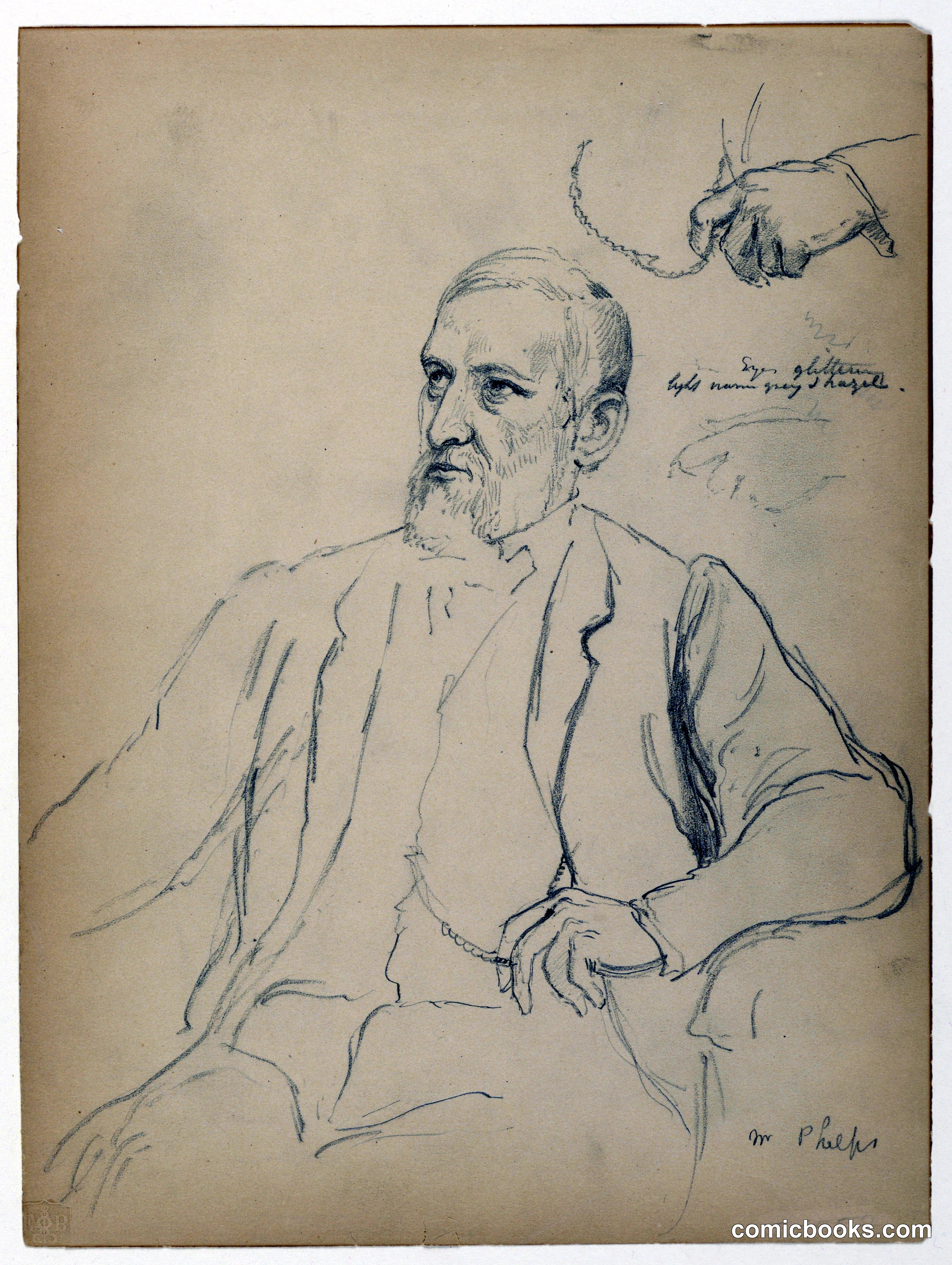 John Jay Phelps Seated, with Hand and Chain Studies
