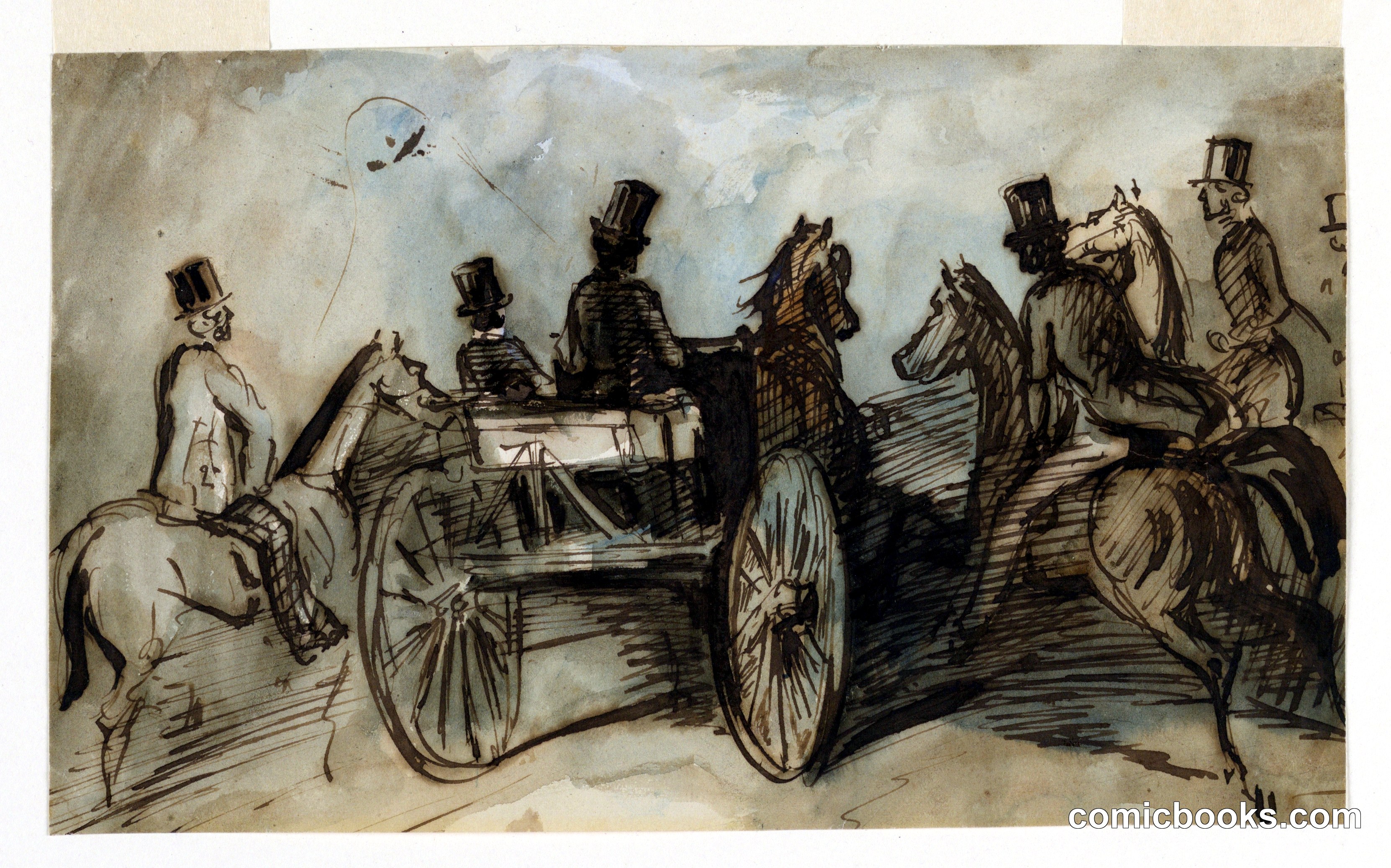 A Carriage and Three Riders