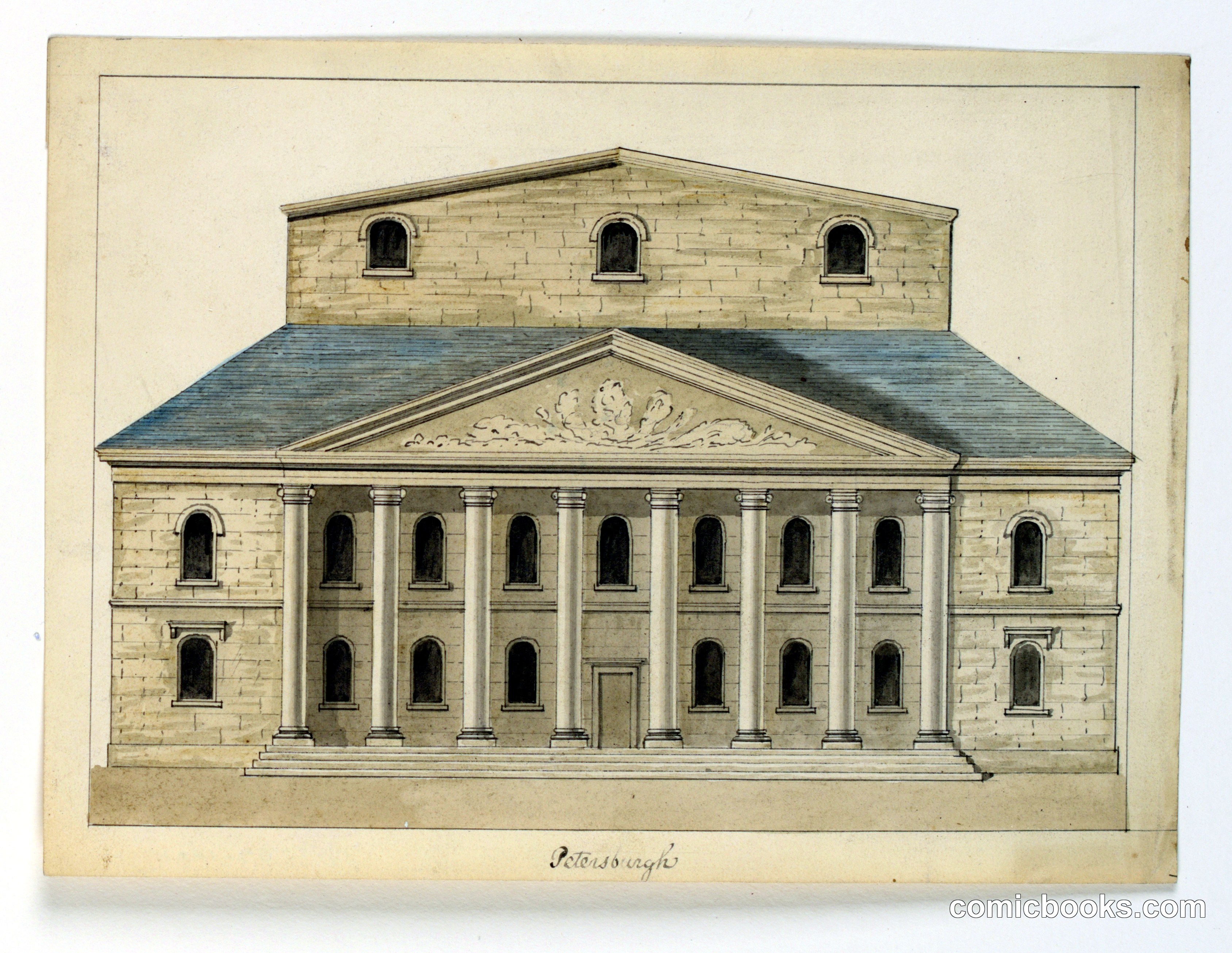 Elevation of the Facade of the Theater, St. Petersburg