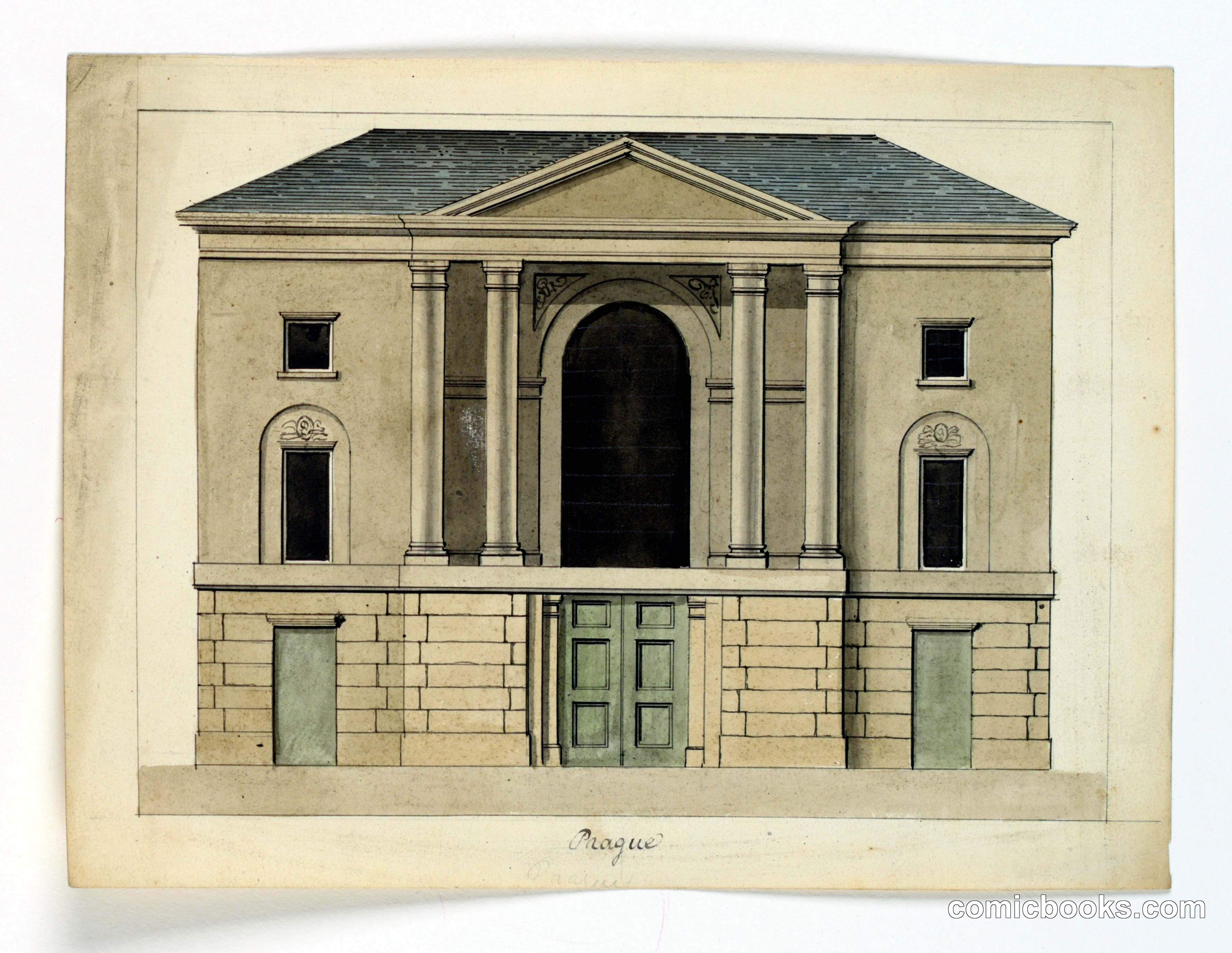 Elevation of the Facade of a Theater, Prague