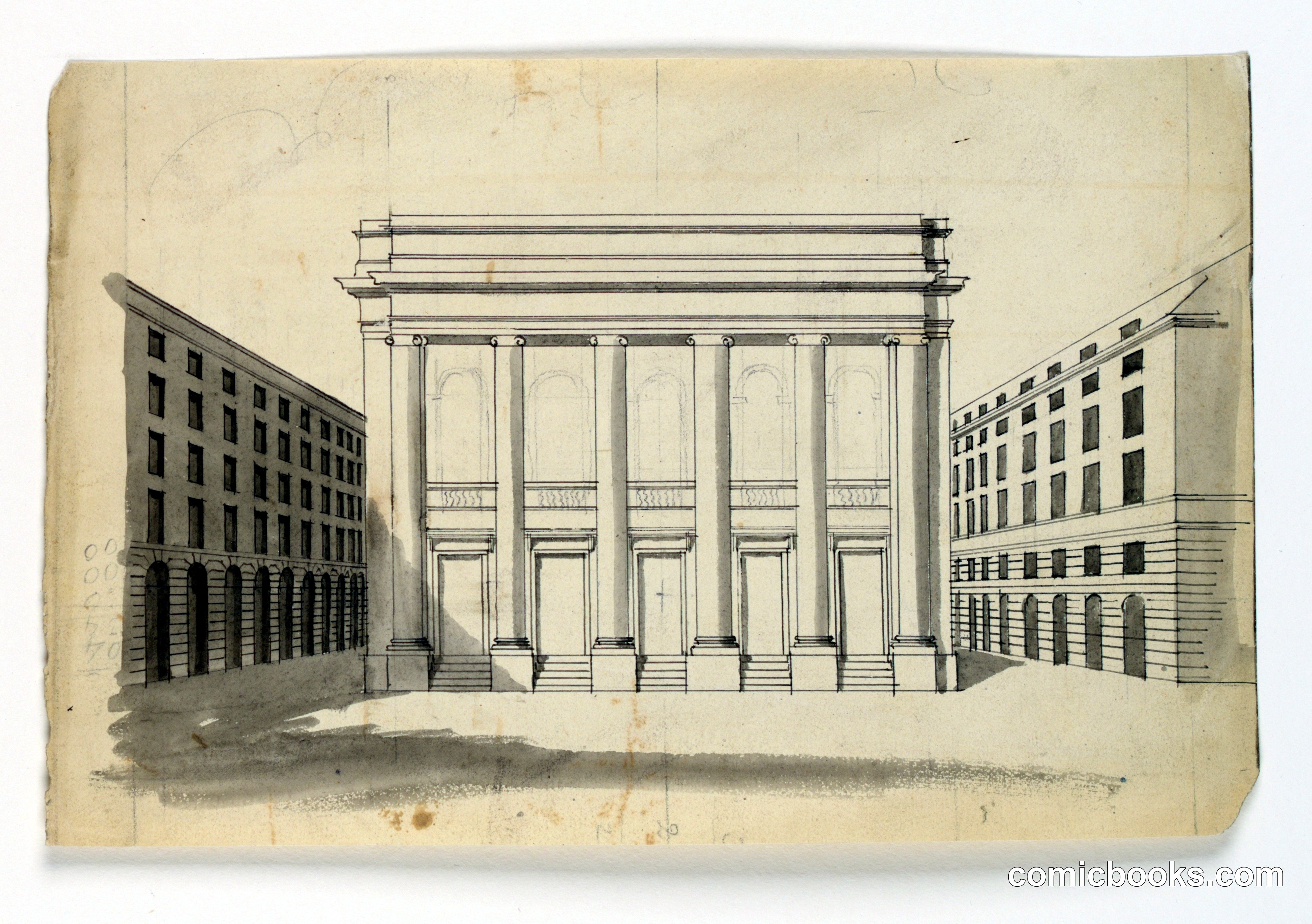 Elevation of the Façade of the Théâtre Royal des Italiens, Paris
