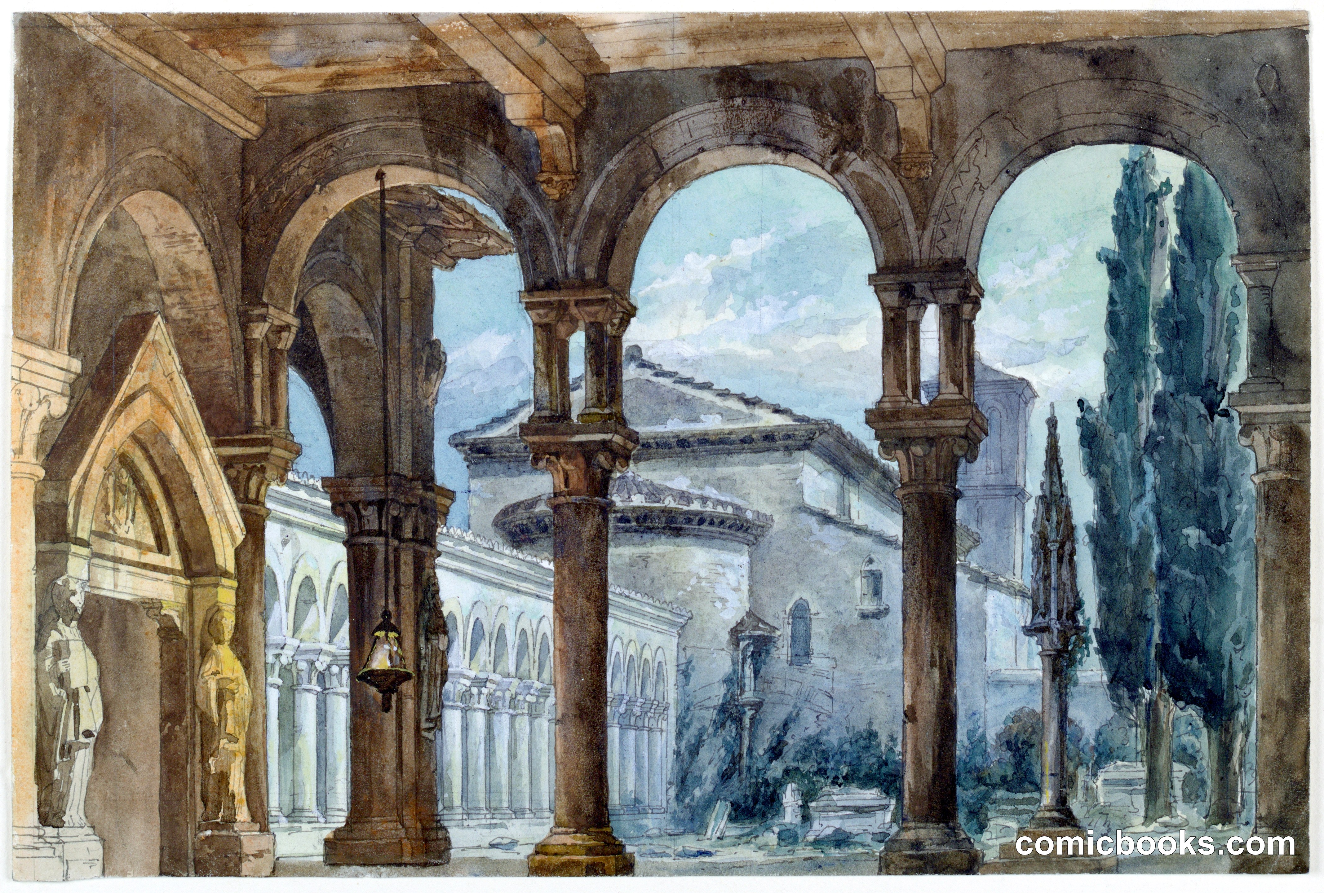 Stage Design, Cloister at Night