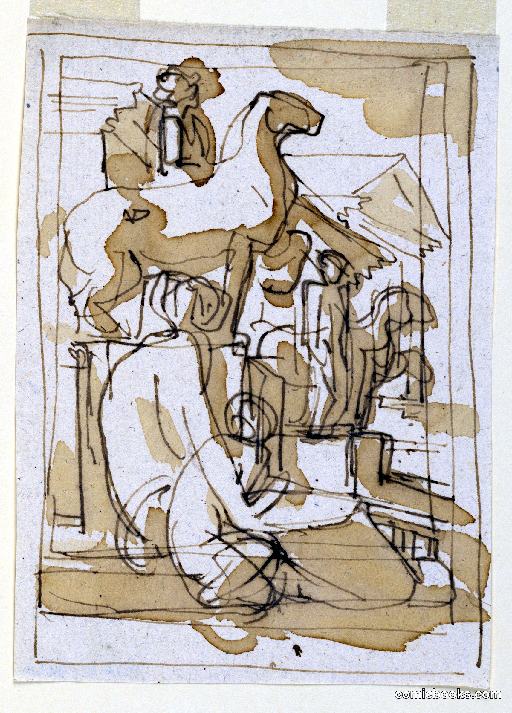 Sketch, Figures with Equestrian Monuments