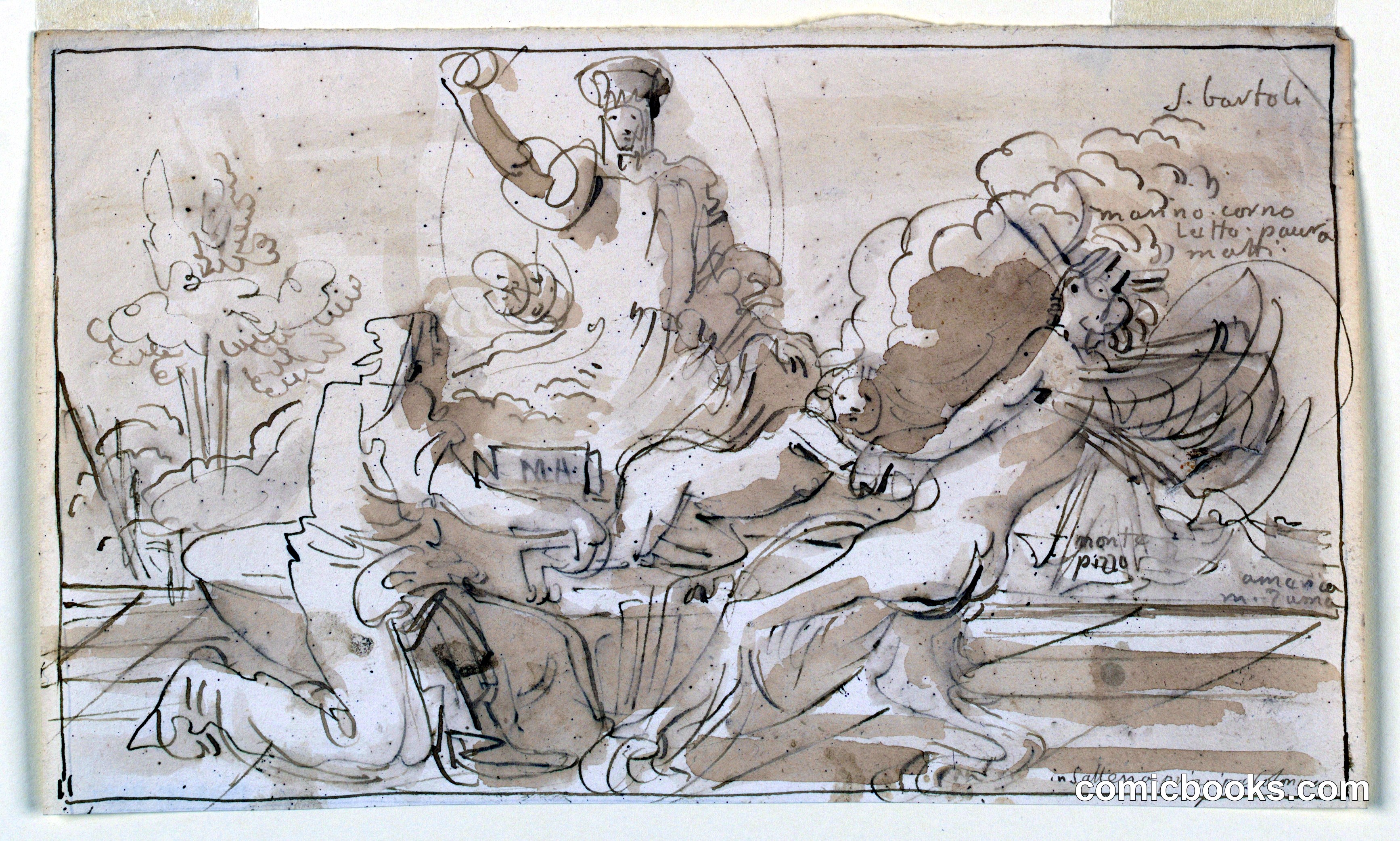 Sketch: Enthroned Figure with Figures Fighting over Child