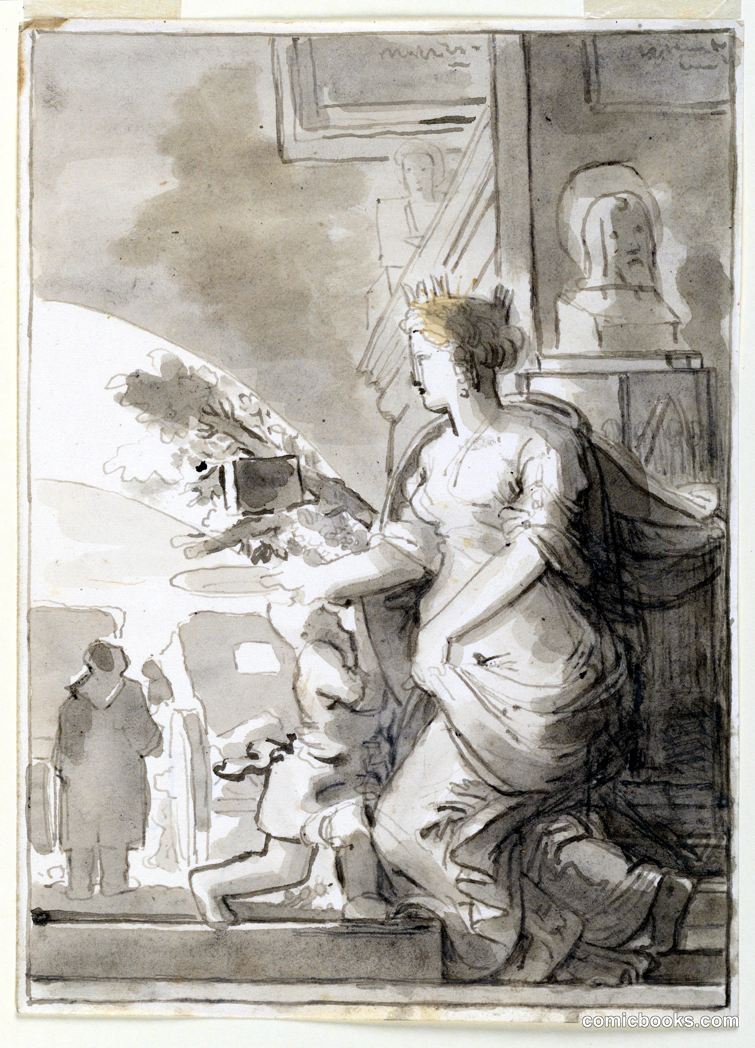 Sketch: Allegory in Architectural Setting