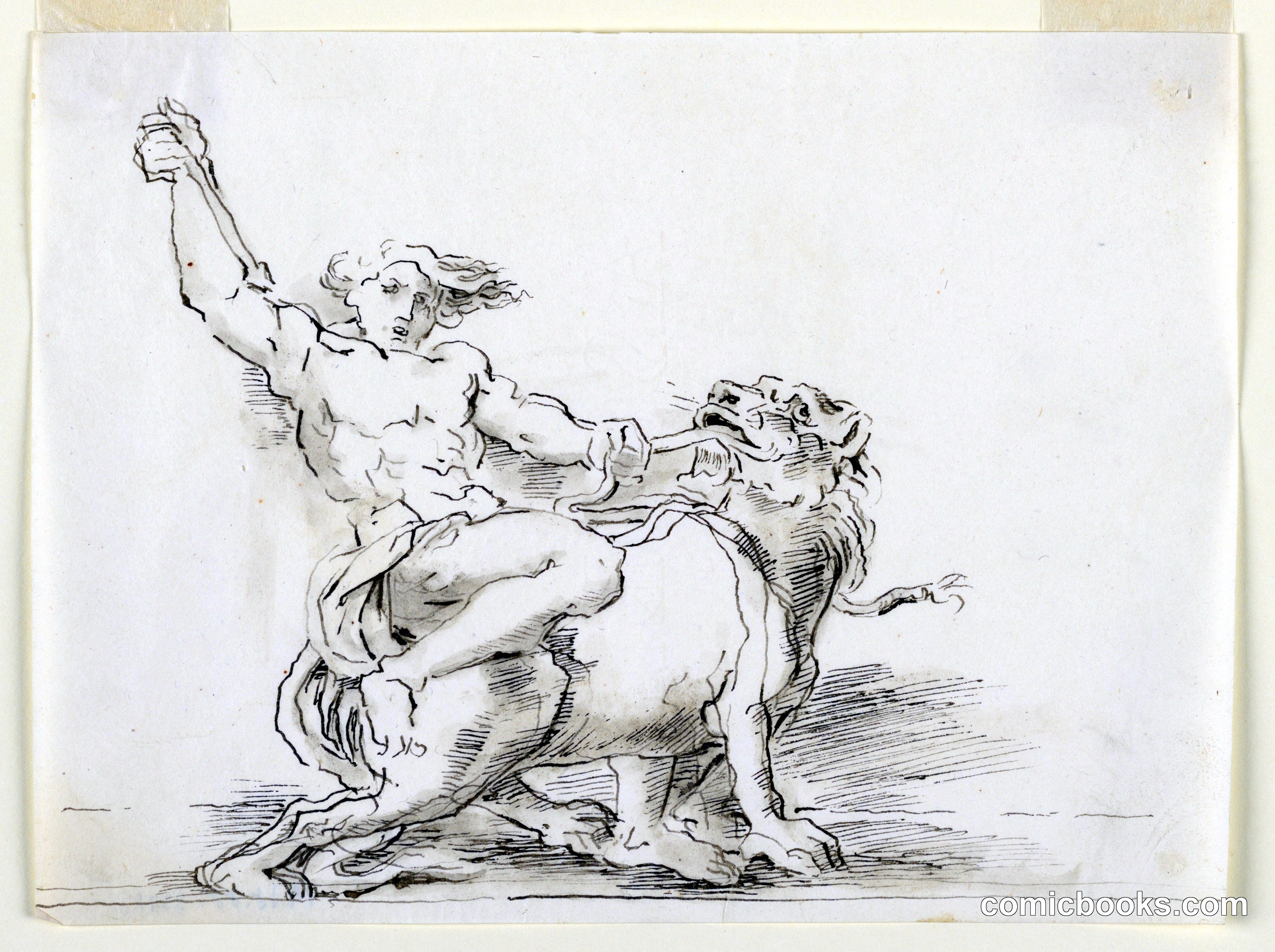 Sketch, Hercules Slaying the Lion (?)