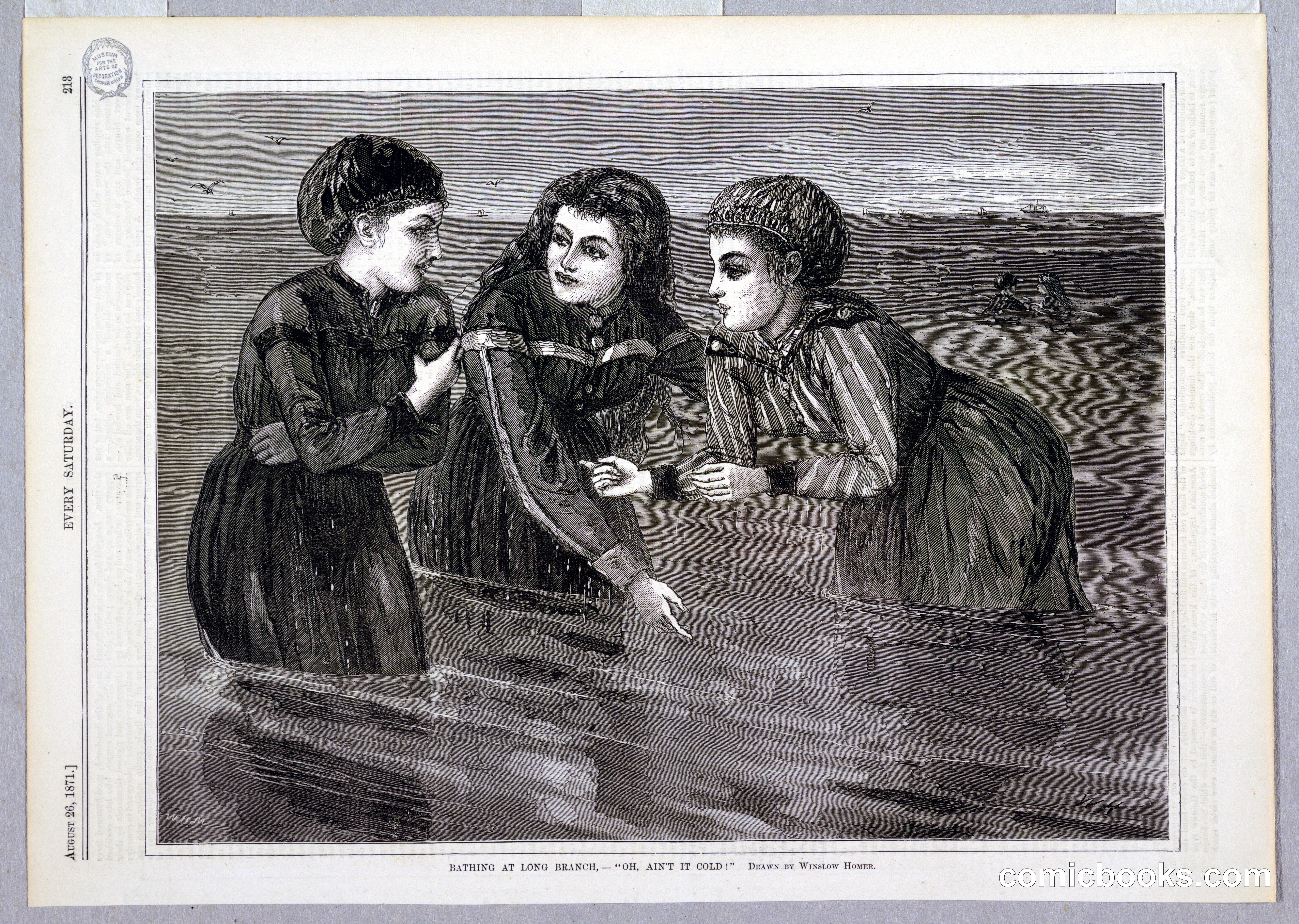 Bathing at Long Branch, "Oh, ain't it cold!"