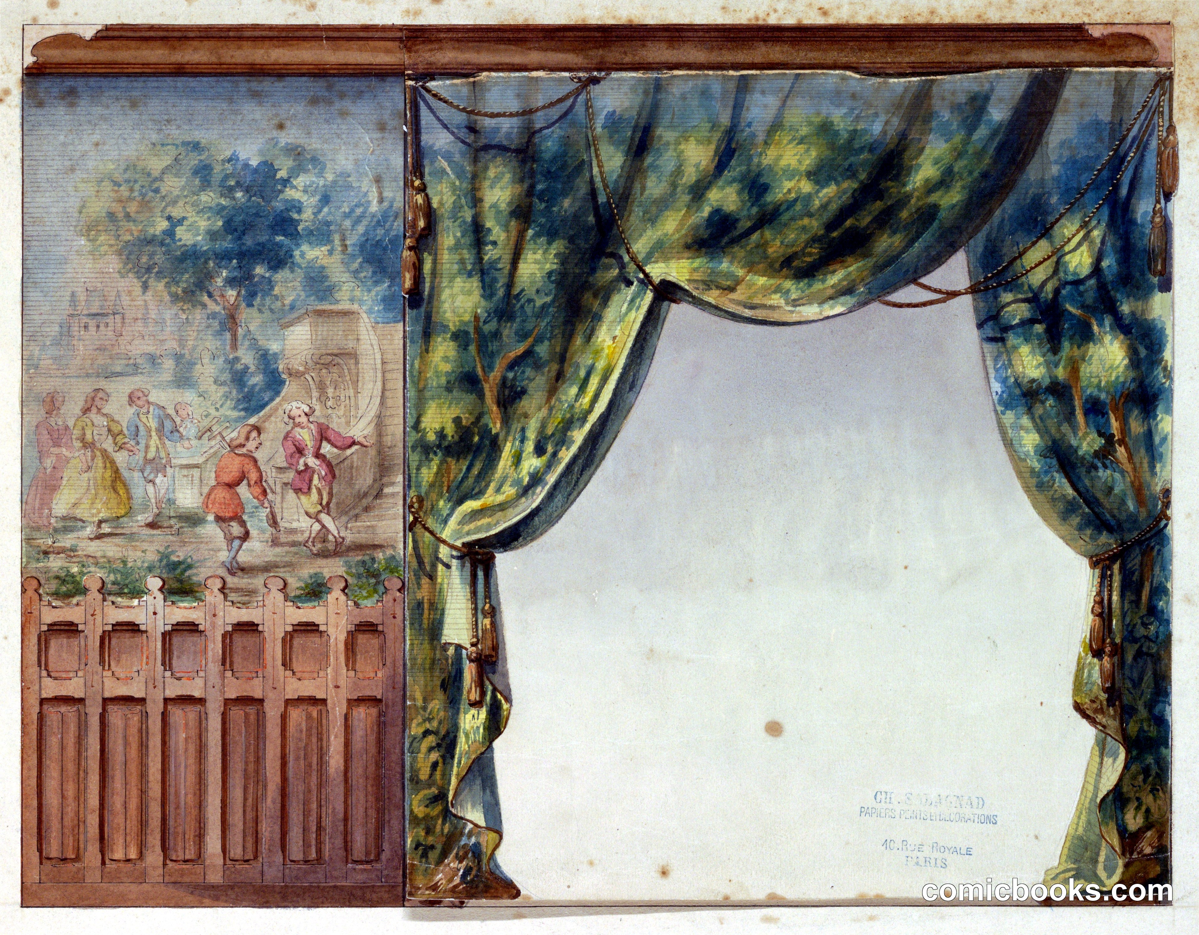 Design for Portion of Stairway in Château-sur-Mer, Newport, Rhode Island