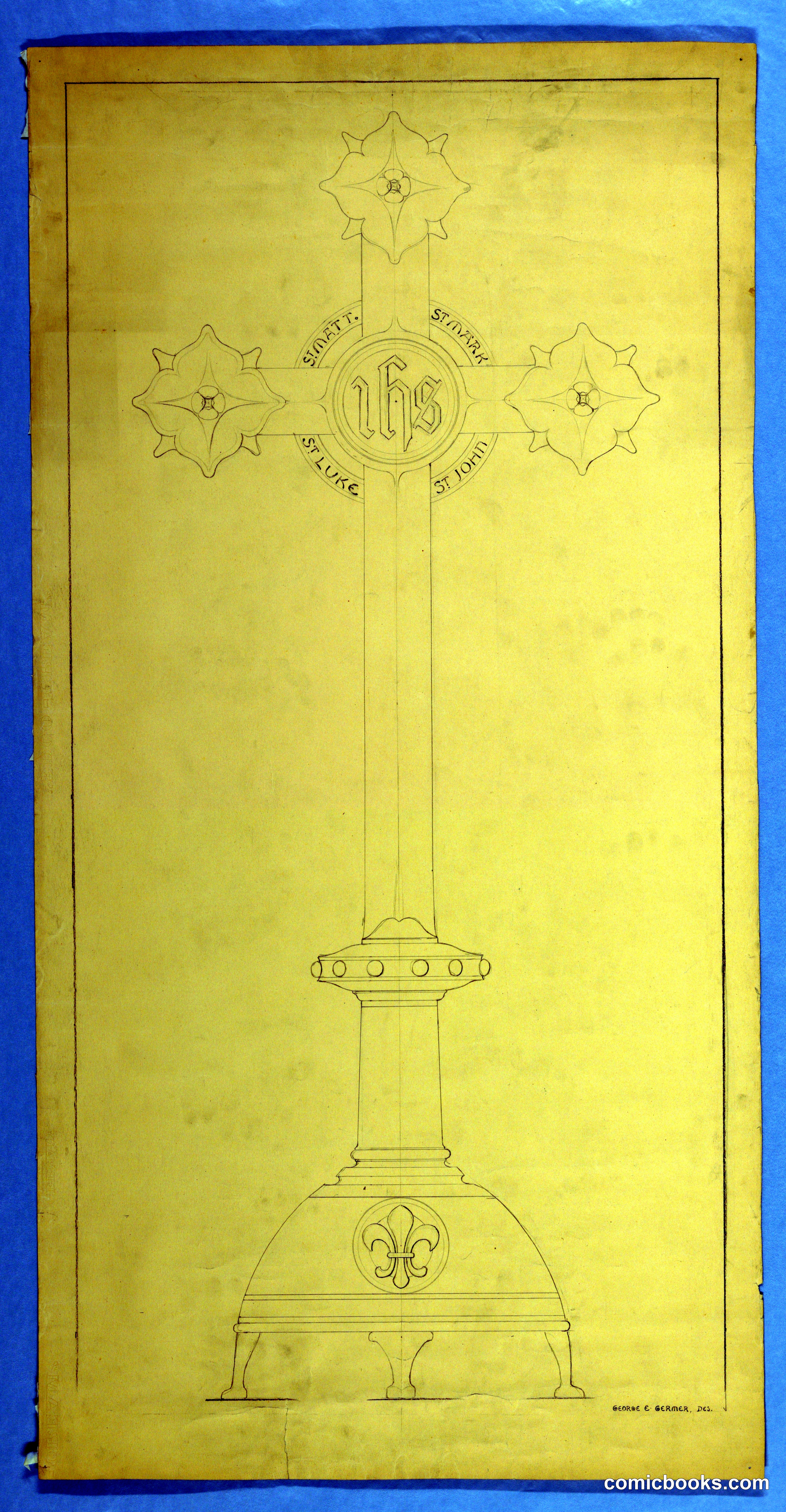 Ecclesiastical Ornament Drawing: Cross