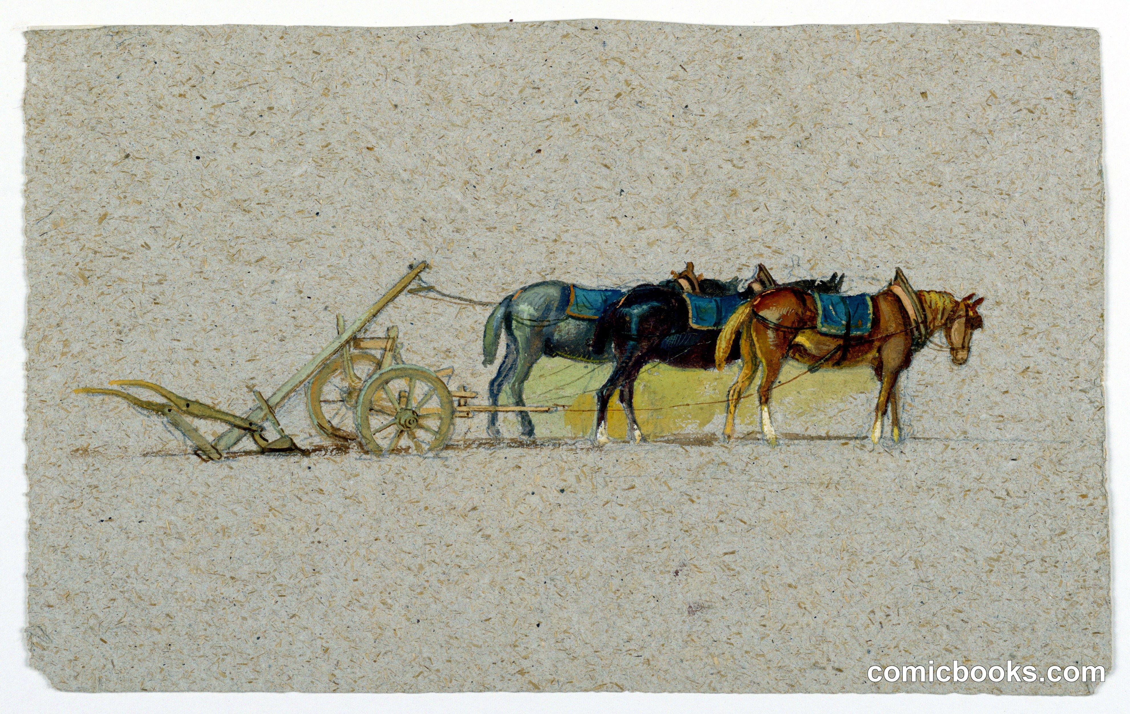 Study of Three Horses with a Plow