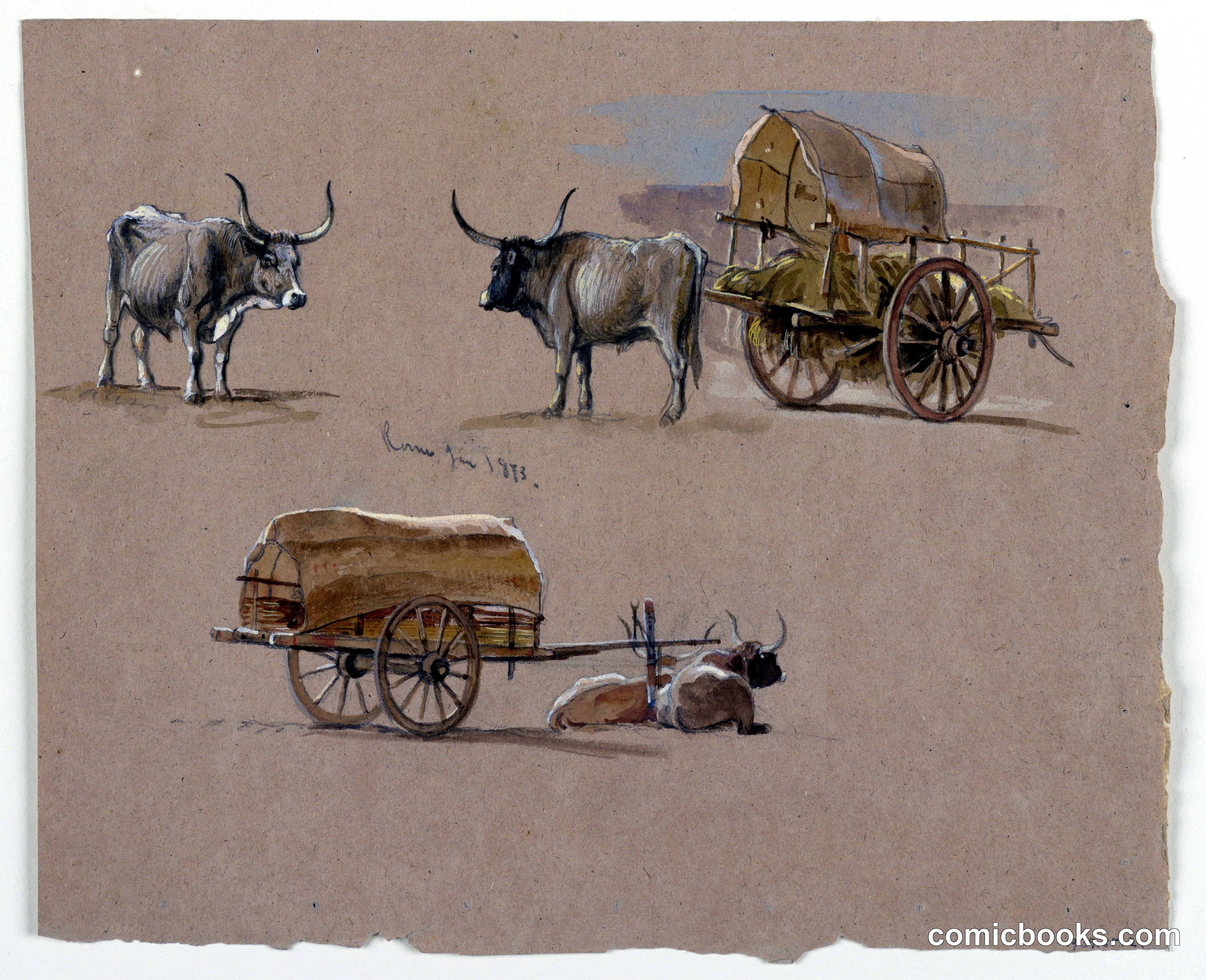 Oxcarts, Rome, Italy