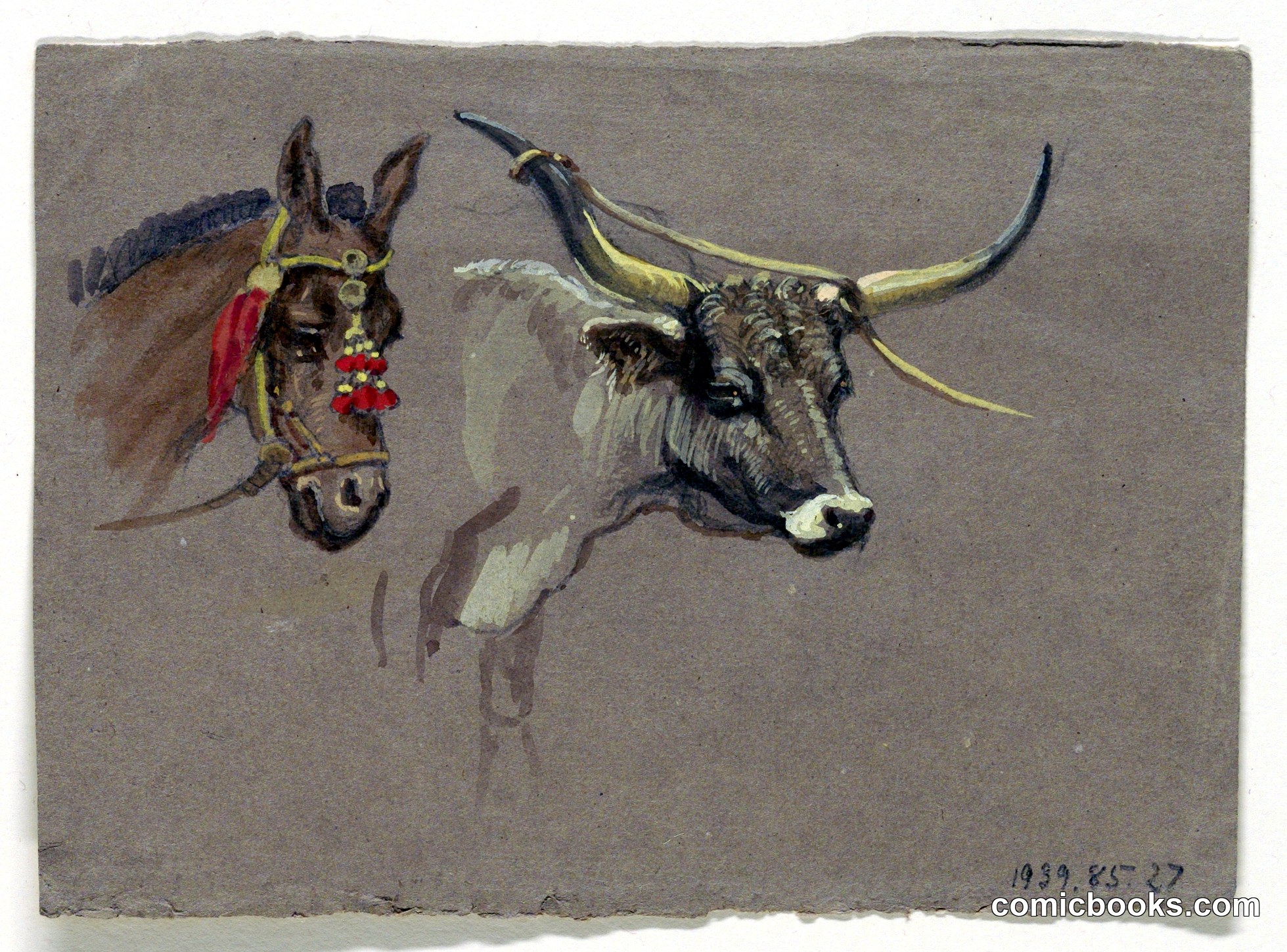 Studies of Animal Heads: Mule and Ox