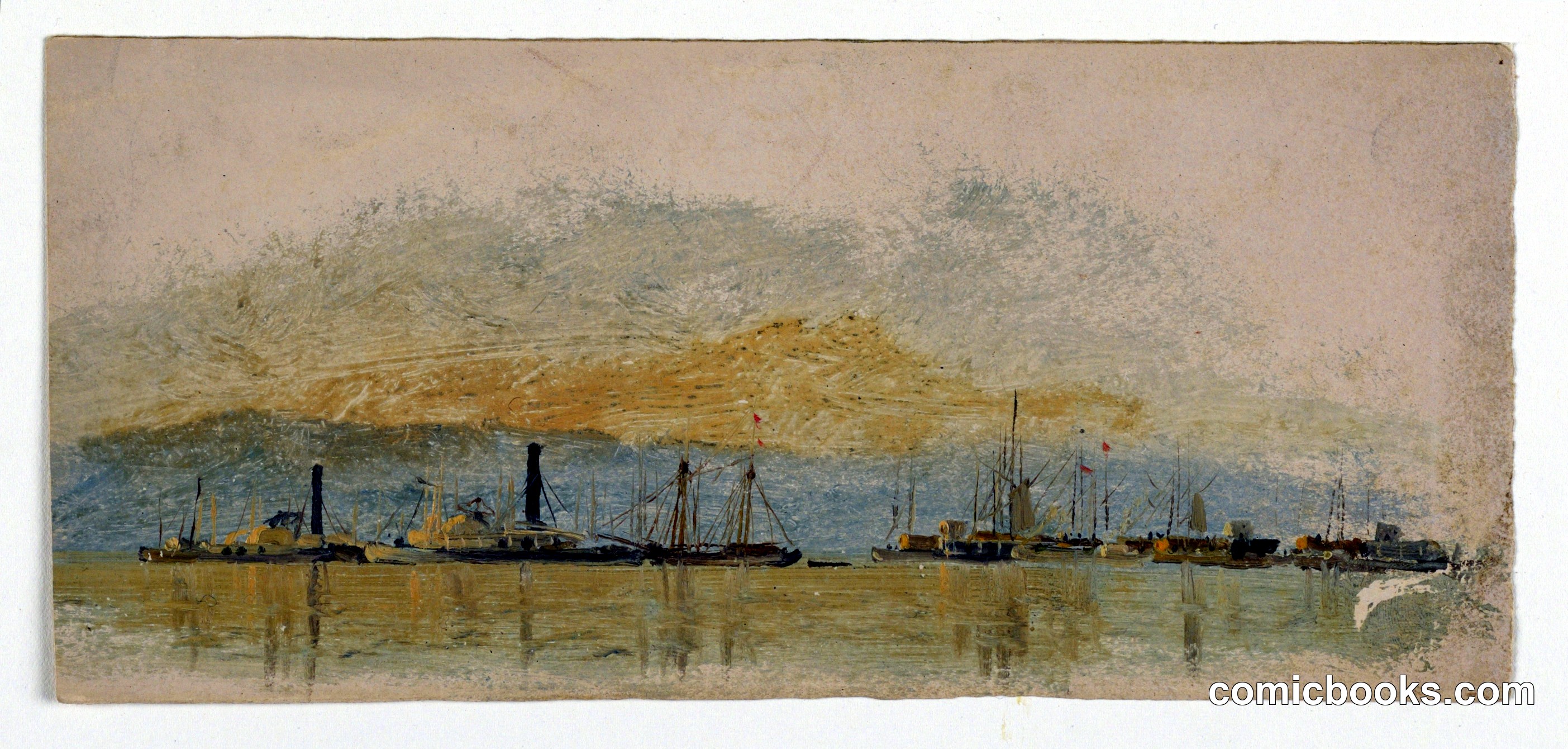 Steamers and Ships on a River