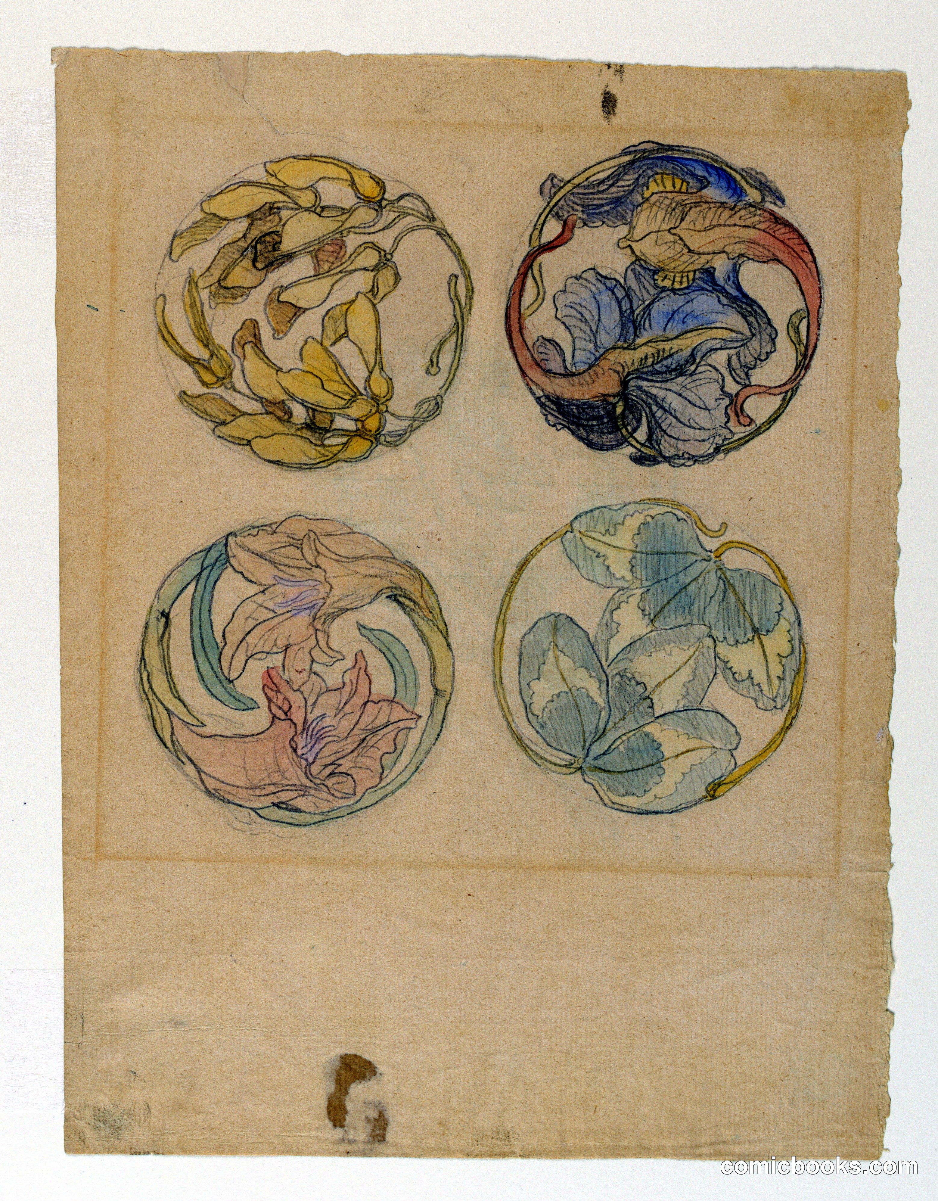 Flower Studies (Four Designs for Circular Ornaments)