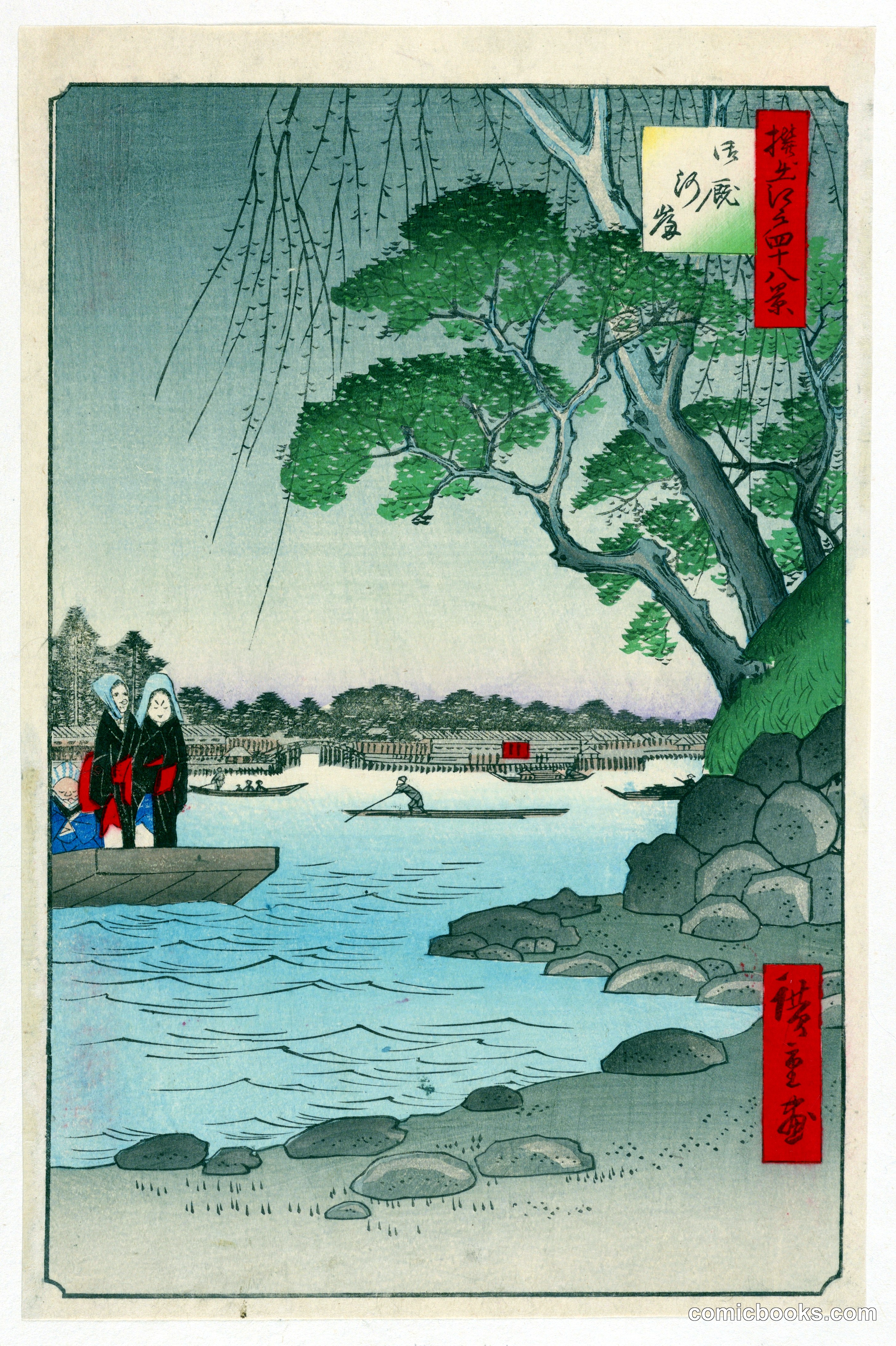 Omnya Riverbank (Omnya-Gashi) from One Hundred Famous Views of Edo