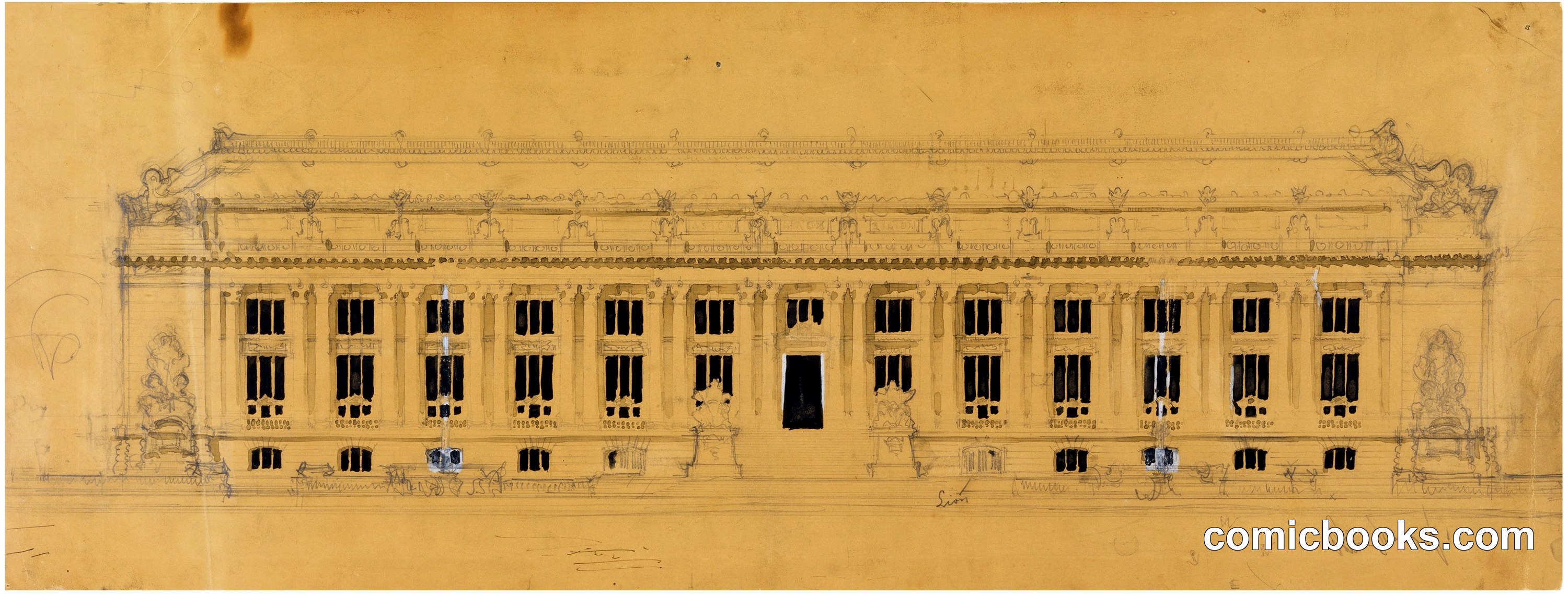 Study for the Fifth Avenue Elevation of the New York Public Library