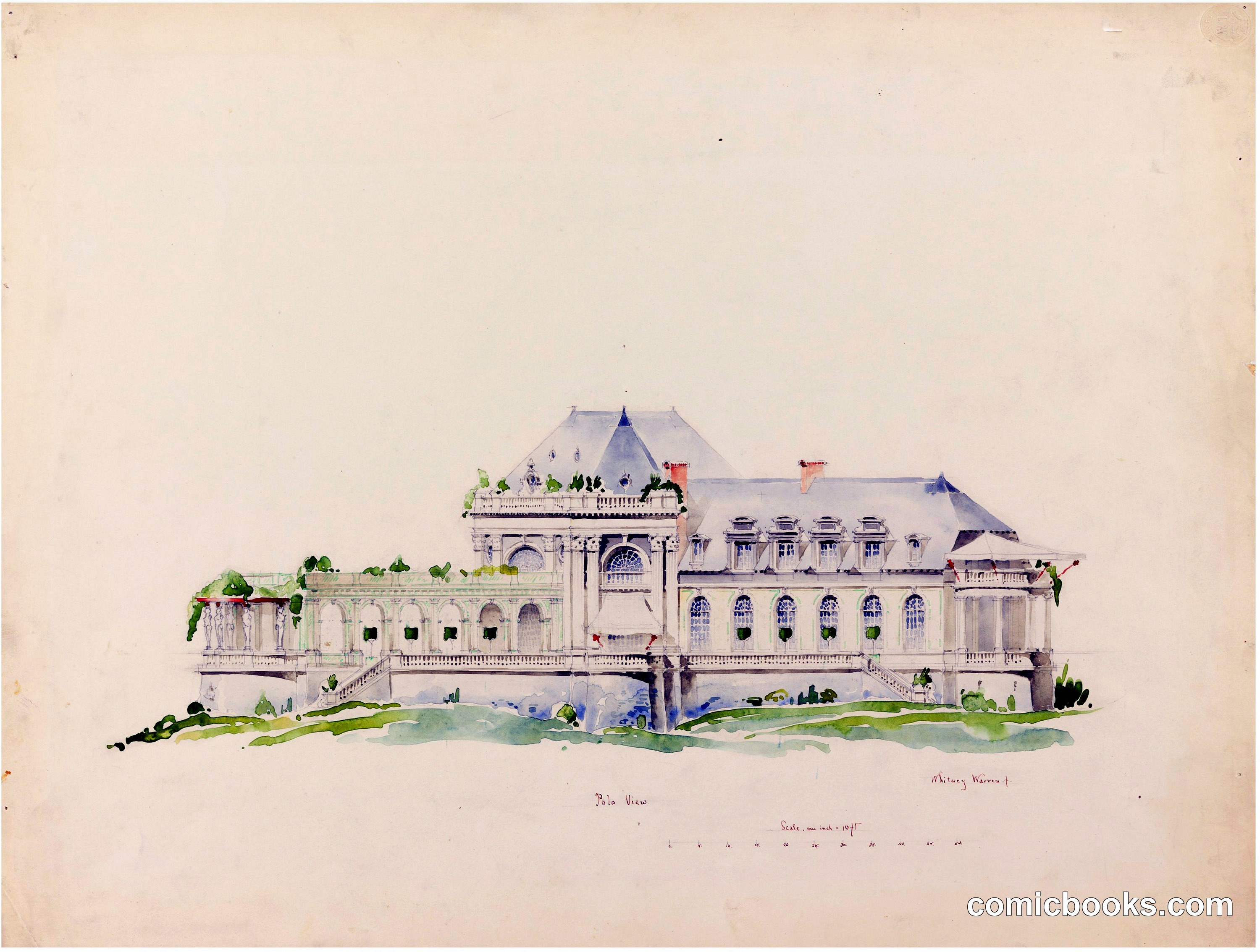 Elevation toward Polo Grounds, Clubhouse, Newport, Rhode Island and Golf Club