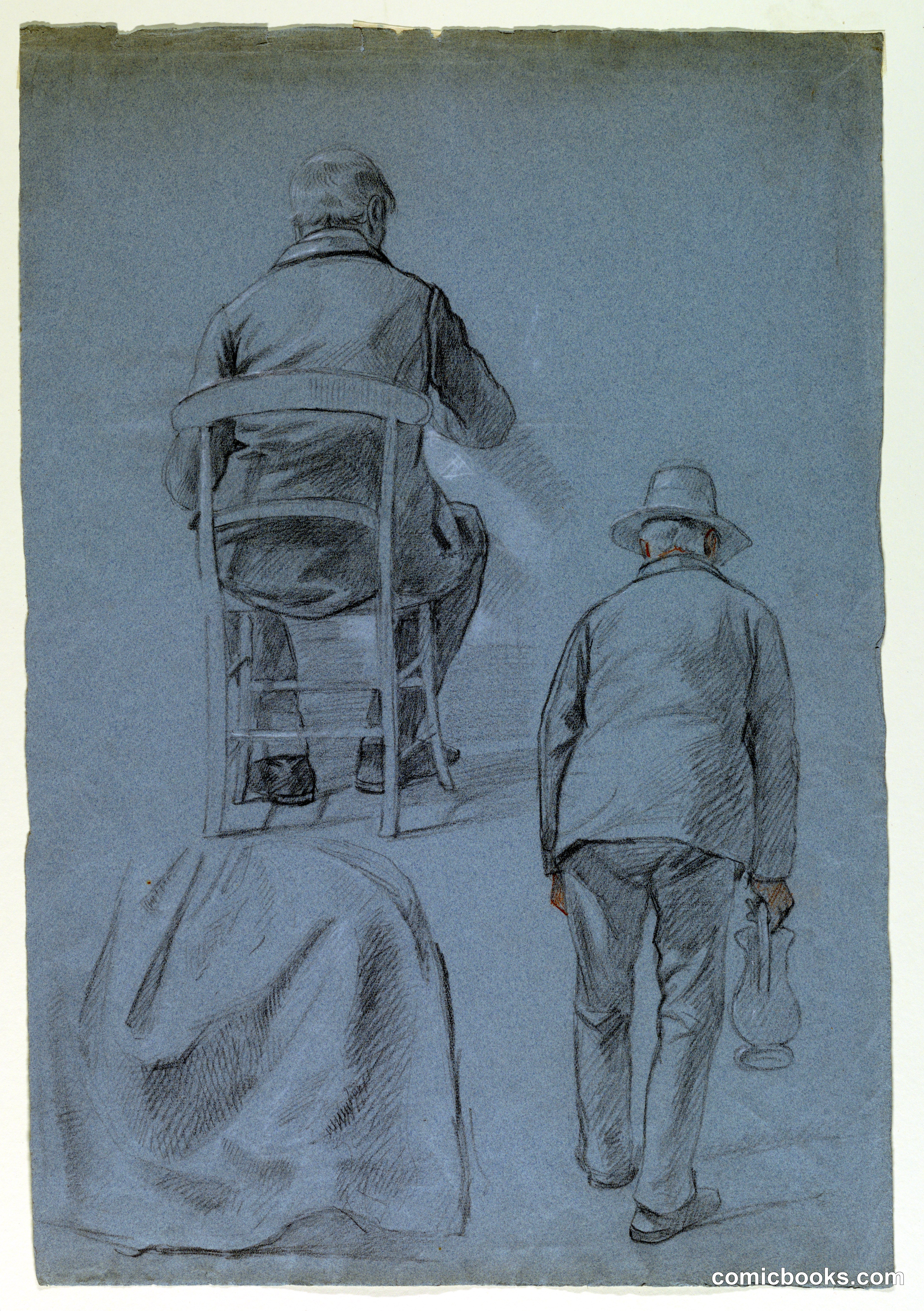 Study of Two Men and Skirt Drapery for Mrs. Sheppard Gandy