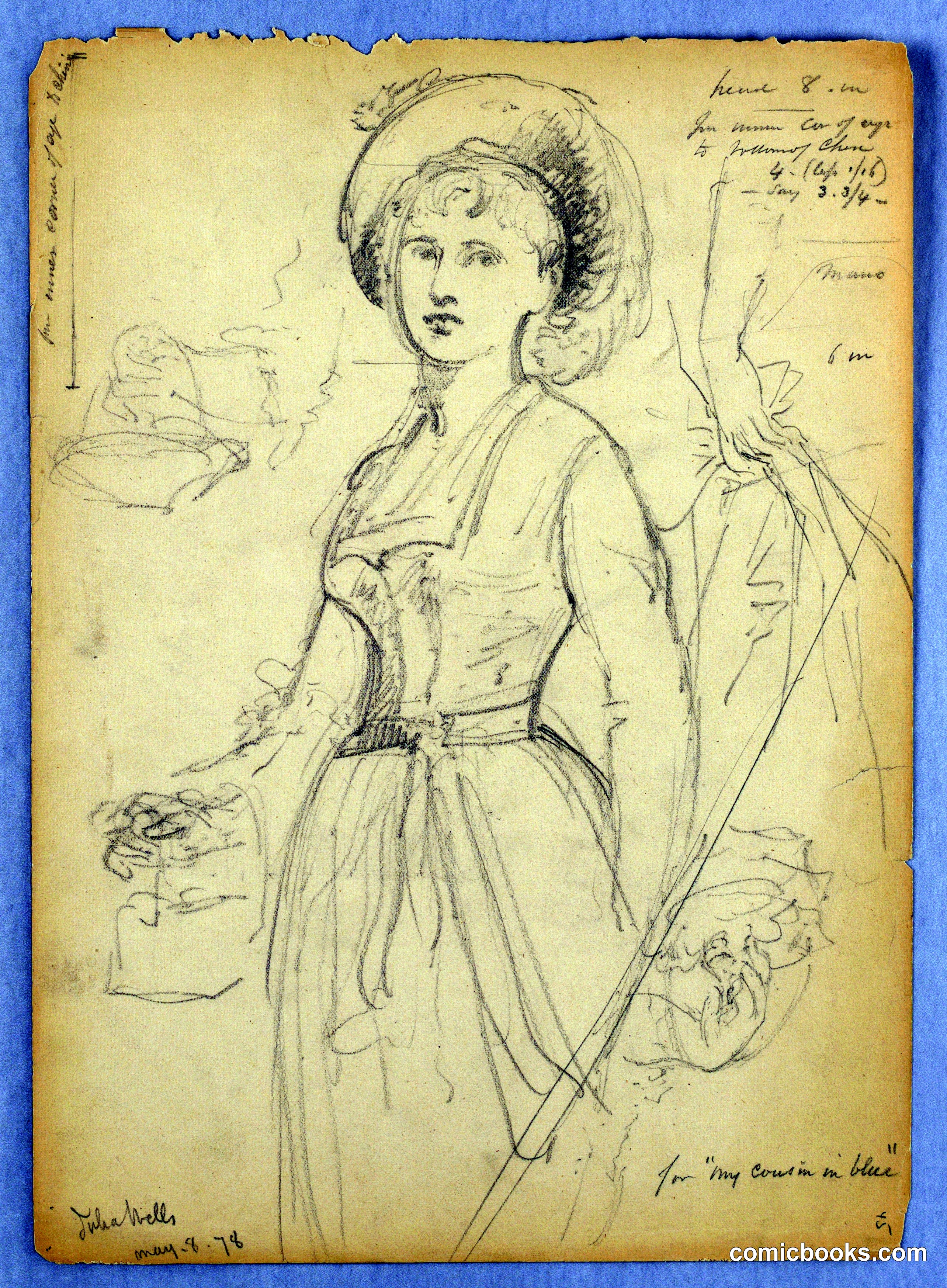 Sketch of Julia Wells for "My Cousin in Blue"