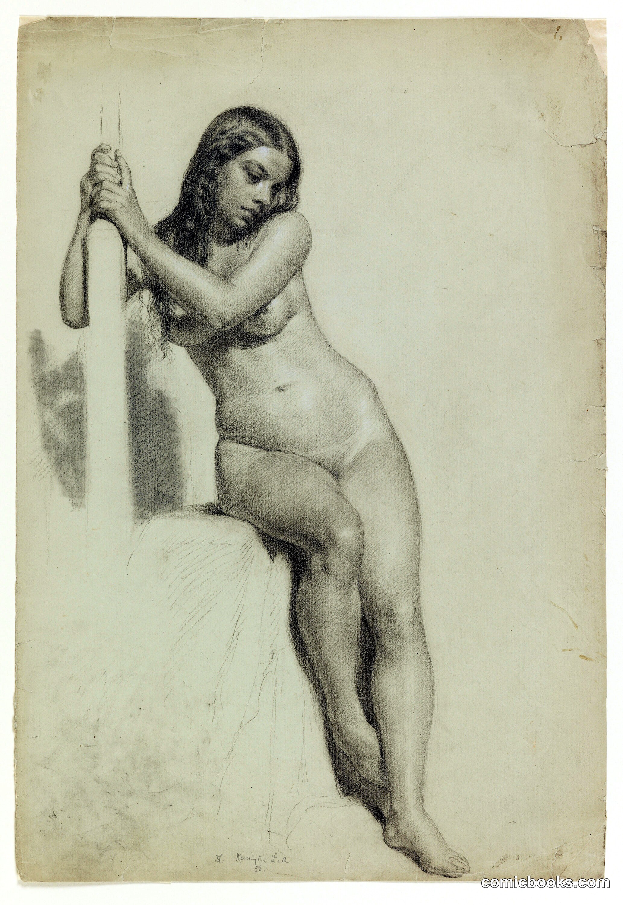Female Nude on a Stool